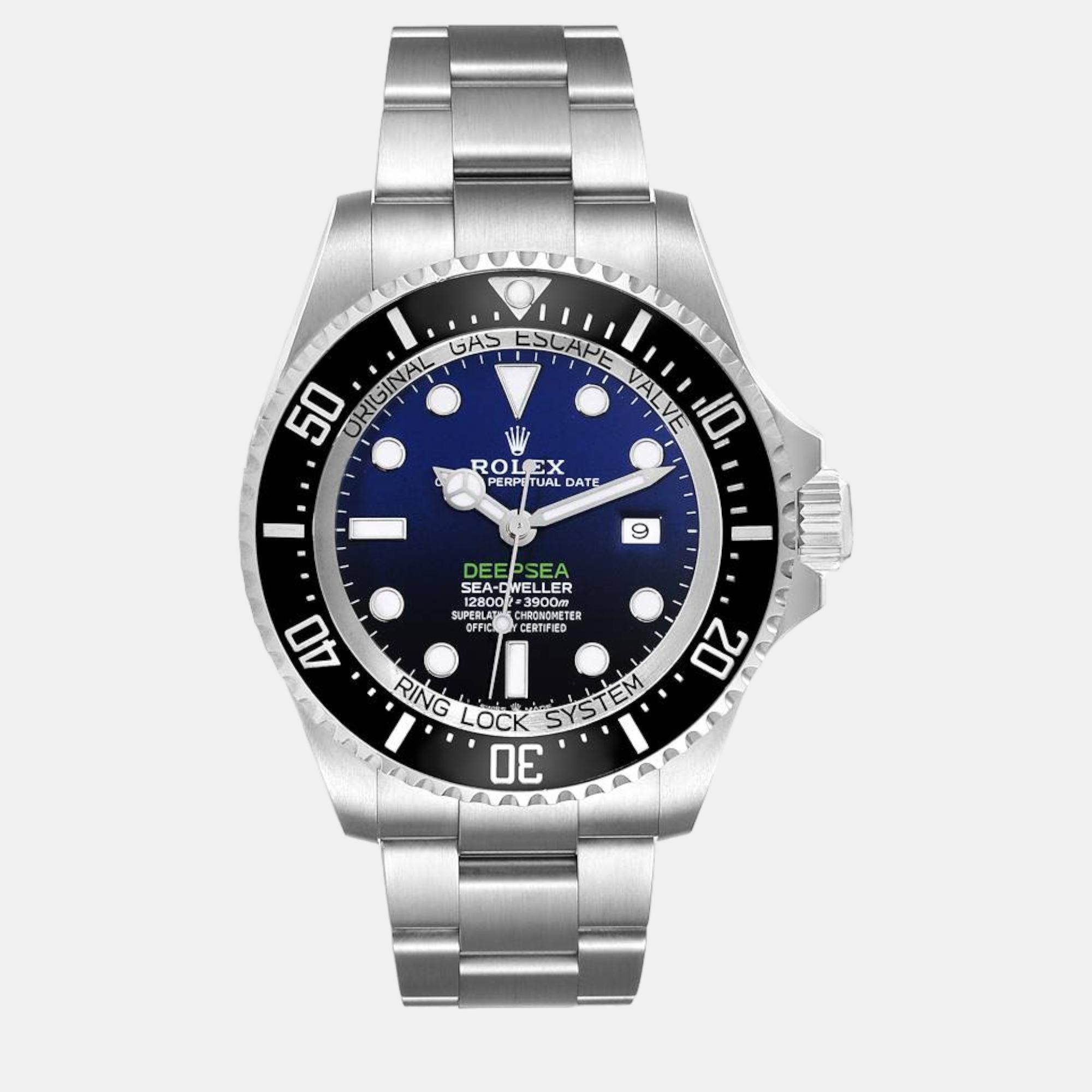Pre-owned Rolex Seadweller Deepsea 44 Cameron D-blue Dial Steel Mens Watch 126660
