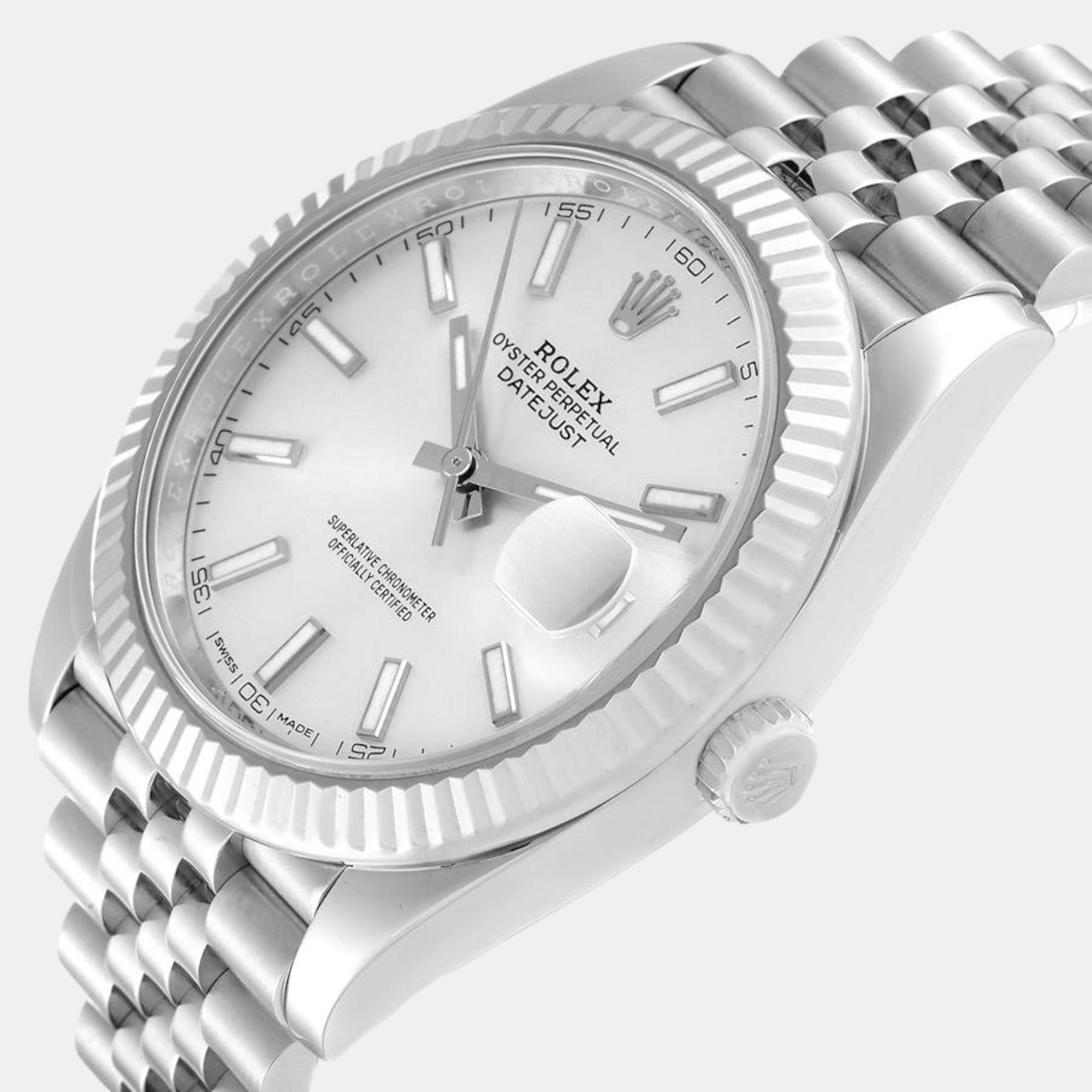 

Rolex Datejust 41 Steel White Gold Silver Dial Mens Watch 126334