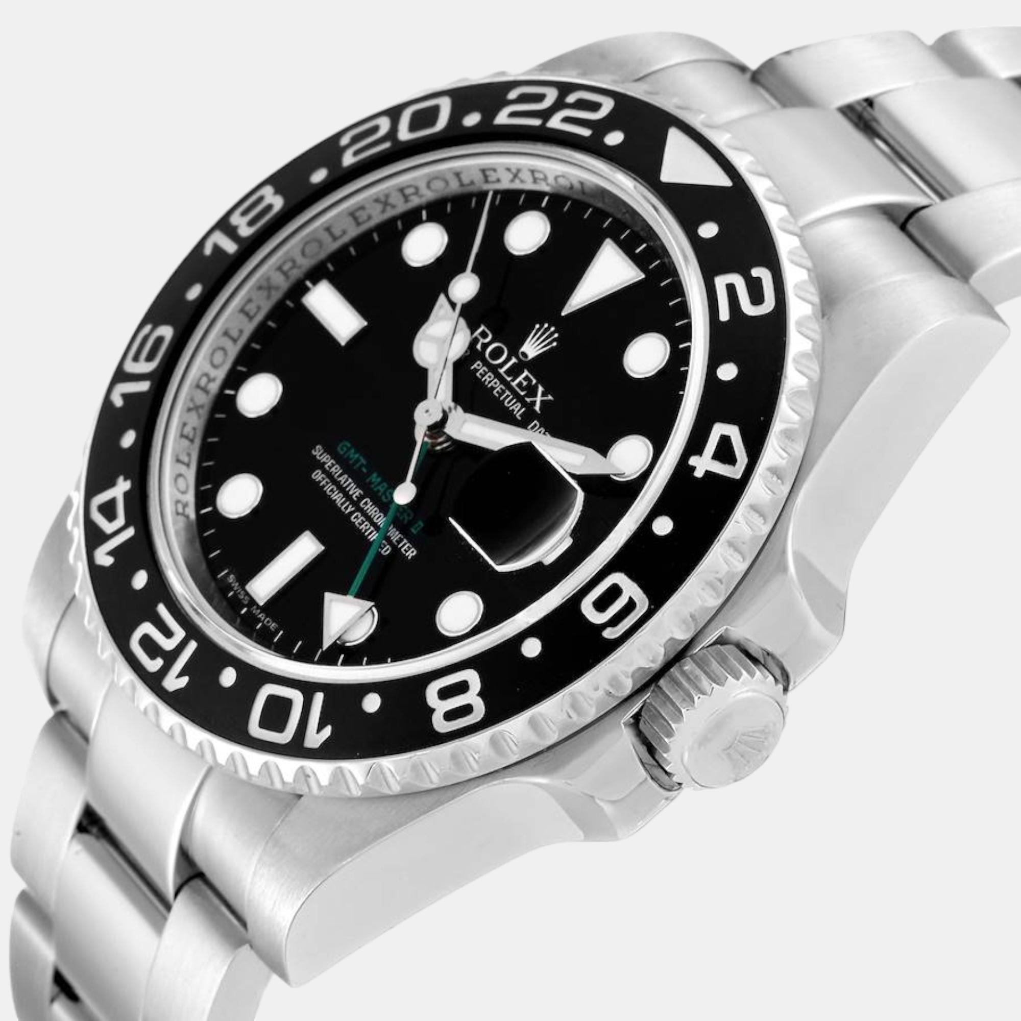 

Rolex GMT Master II Black Dial Green Hand Steel Men's Watch 116710 40 mm