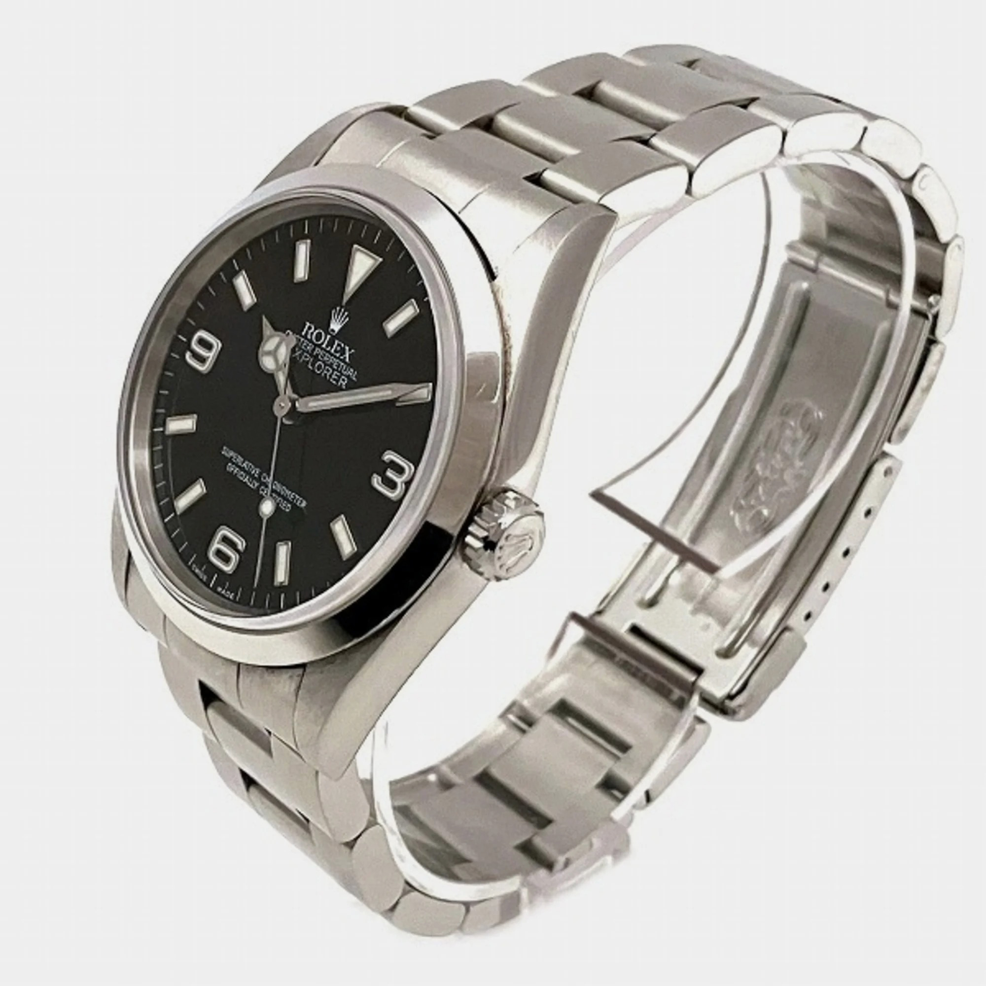 

Rolex Black Stainless Steel Explorer 14270 Automatic Men's Wristwatch 40 mm