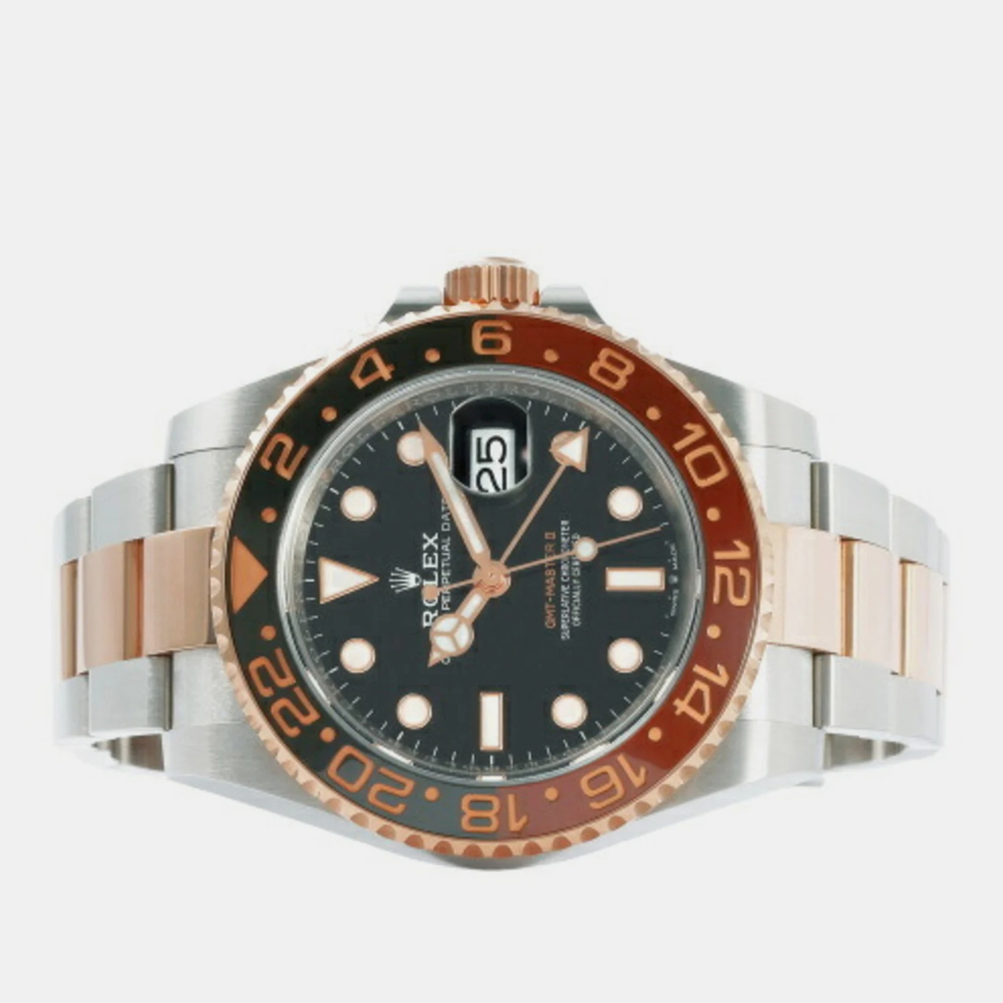 

Rolex Black 18k Rose Gold Stainless Steel GMT-Master II 126711CHNR Automatic Men's Wristwatch 40 mm
