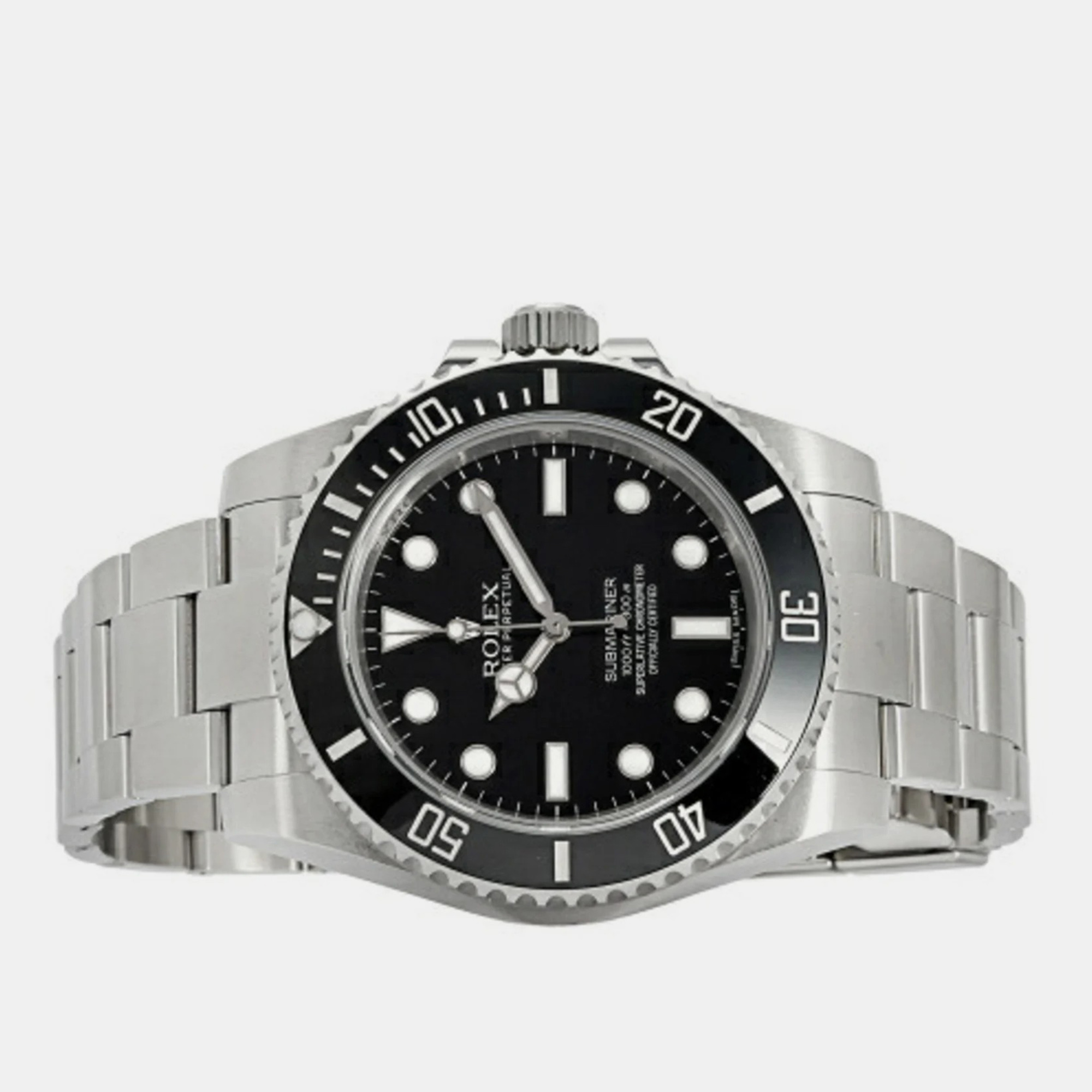 

Rolex Black Stainless Steel Ceramic Submariner 114060 Automatic Men's Wristwatch 40 mm