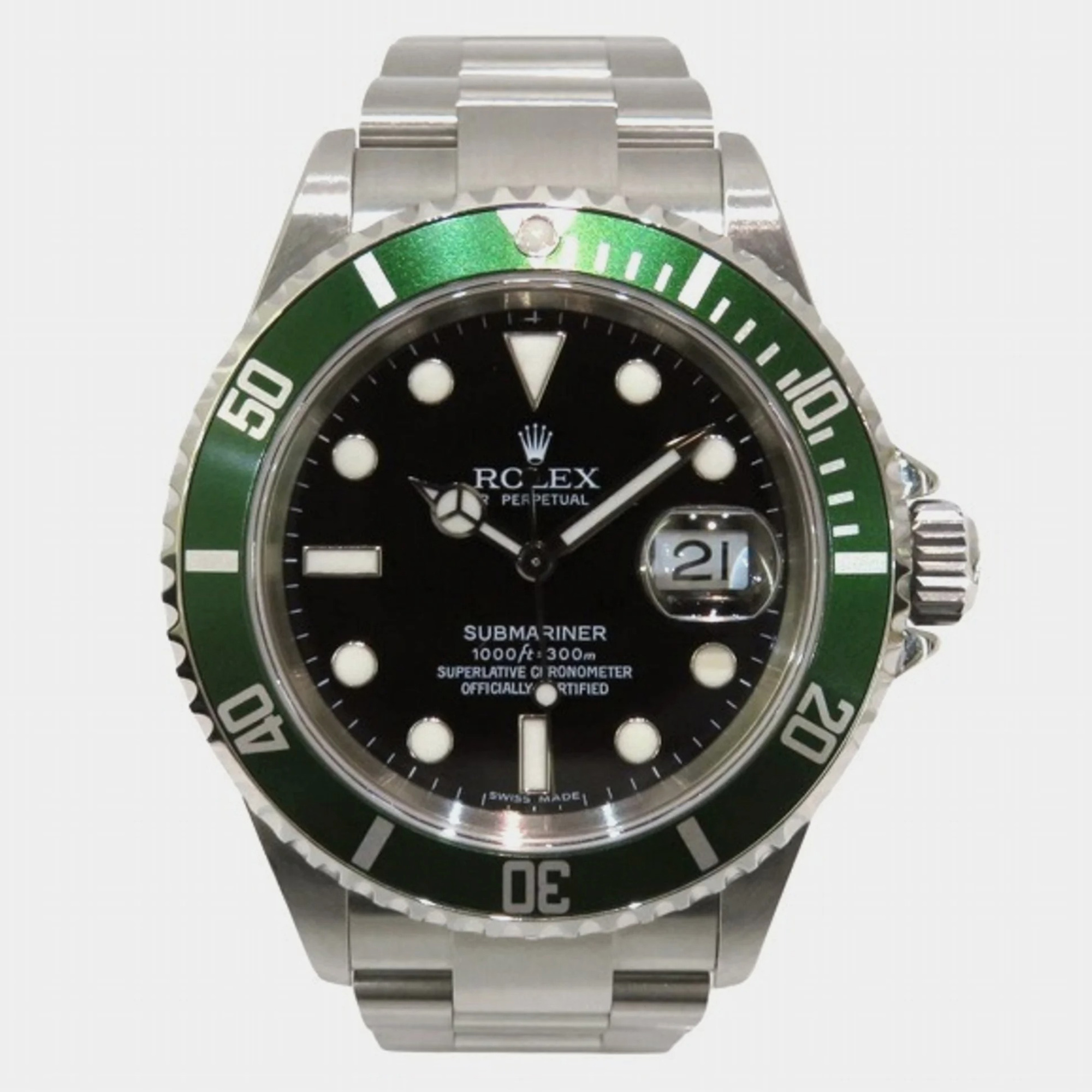 

Rolex Black Stainless Steel Submariner 16610LV Automatic Men's Wristwatch 40 mm