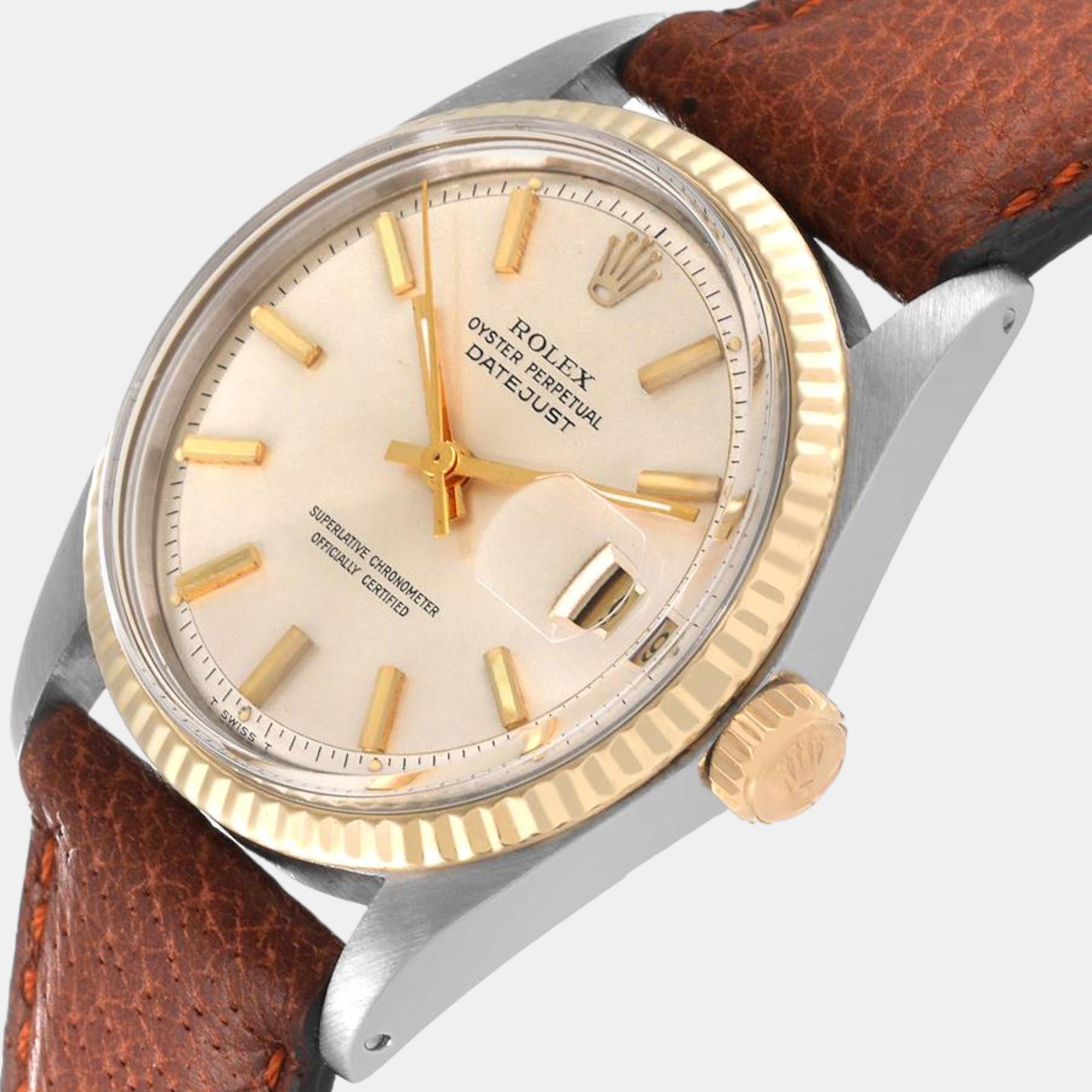 

Rolex Datejust Steel Yellow Gold Silver Dial Vintage Men's Watch 1601 36 mm