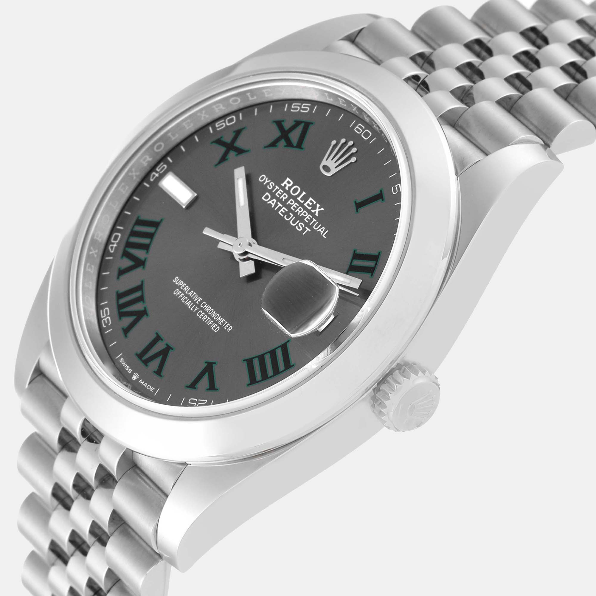 

Rolex Datejust 41 Grey Green Wimbledon Dial Steel Mens Watch 126300 Unworn