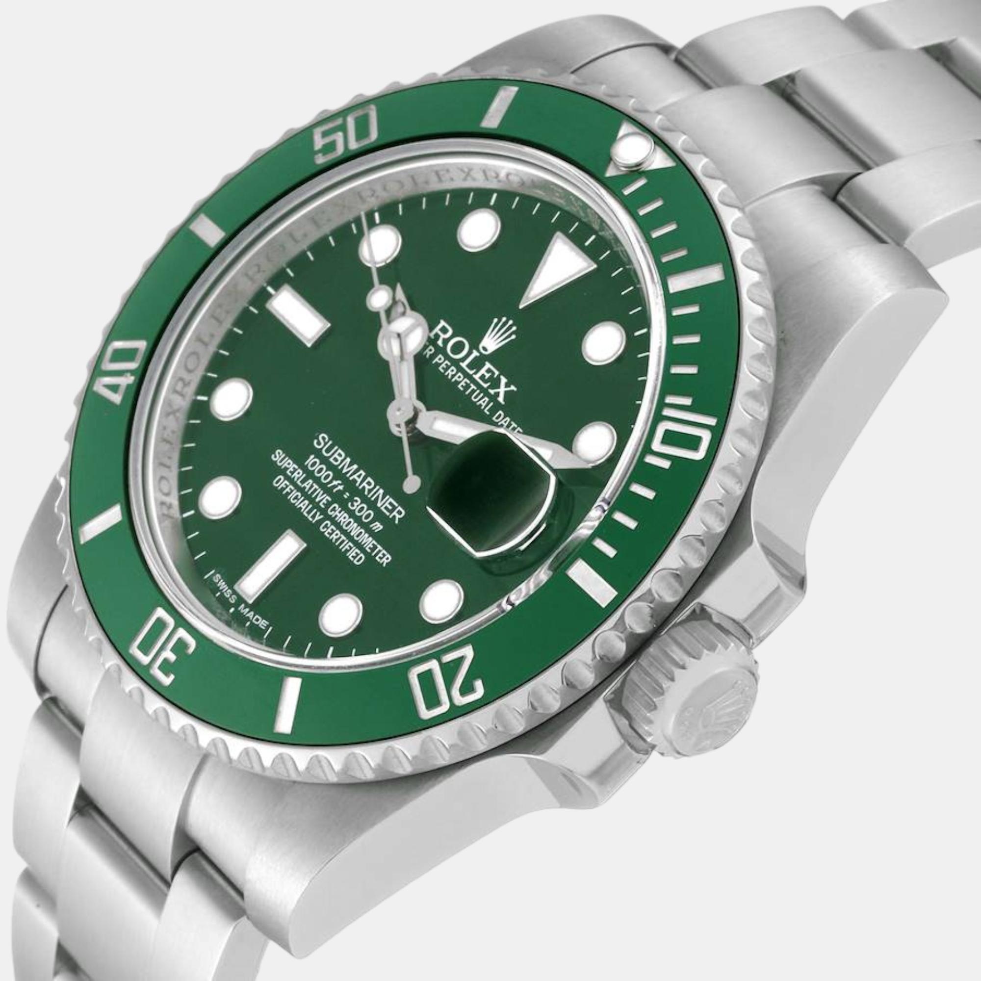 

Rolex Submariner Hulk Green Dial Steel Men's Watch 116610LV 40 mm