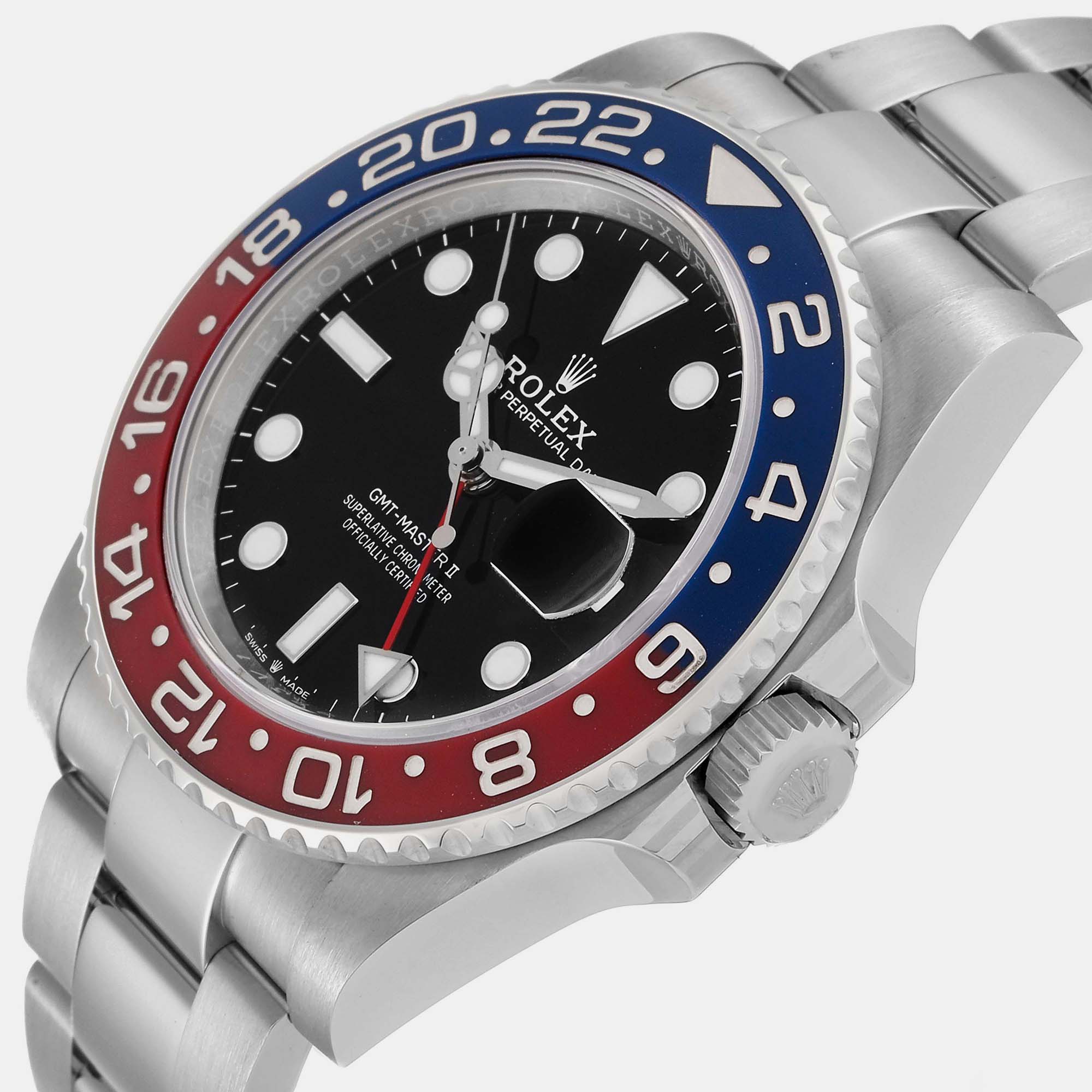 

Rolex GMT Master II Blue Red Pepsi Bezel Steel Men's Watch 126710 40 mm, Black