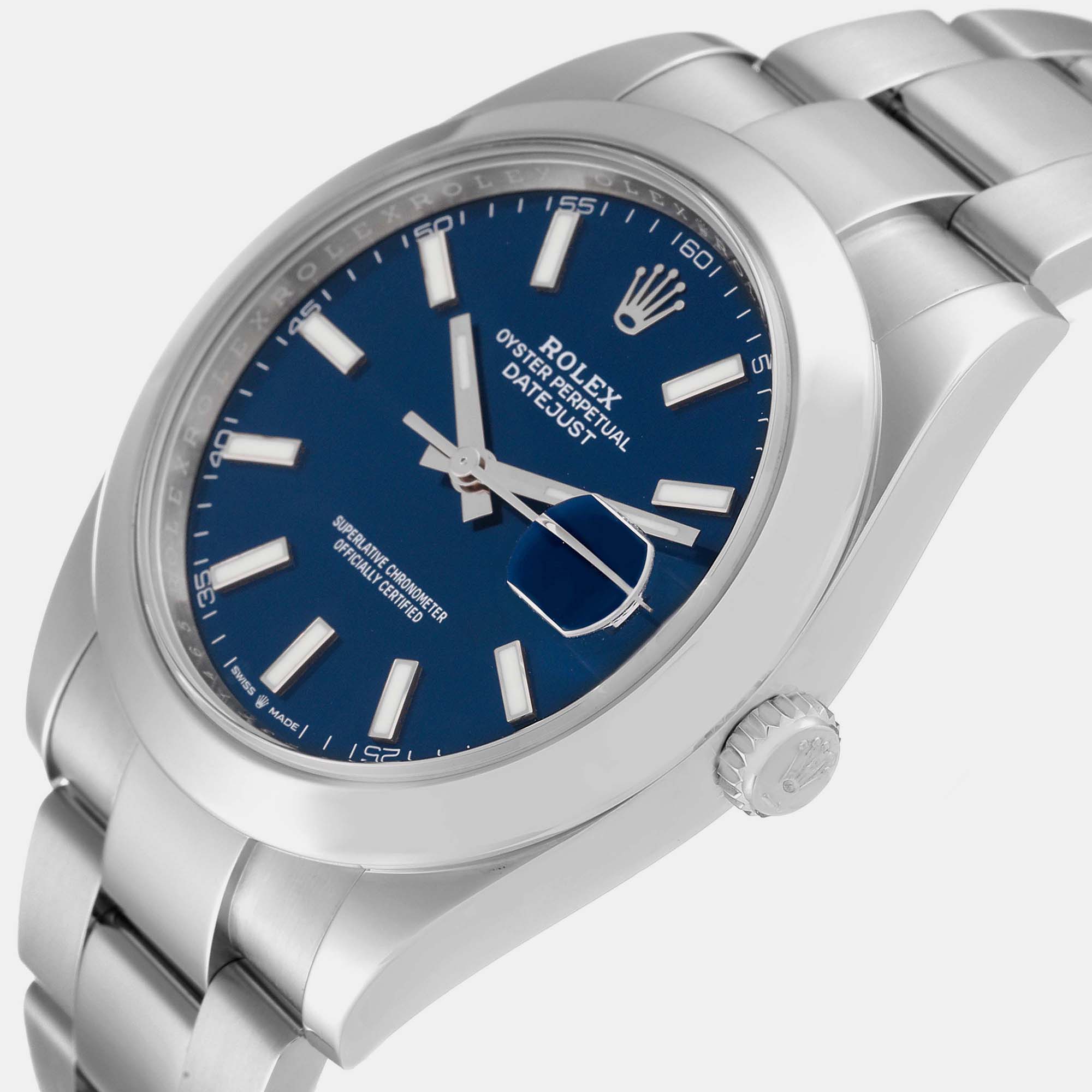 

Rolex Datejust Blue Dial Smooth Bezel Steel Men's Watch 126300 41 mm