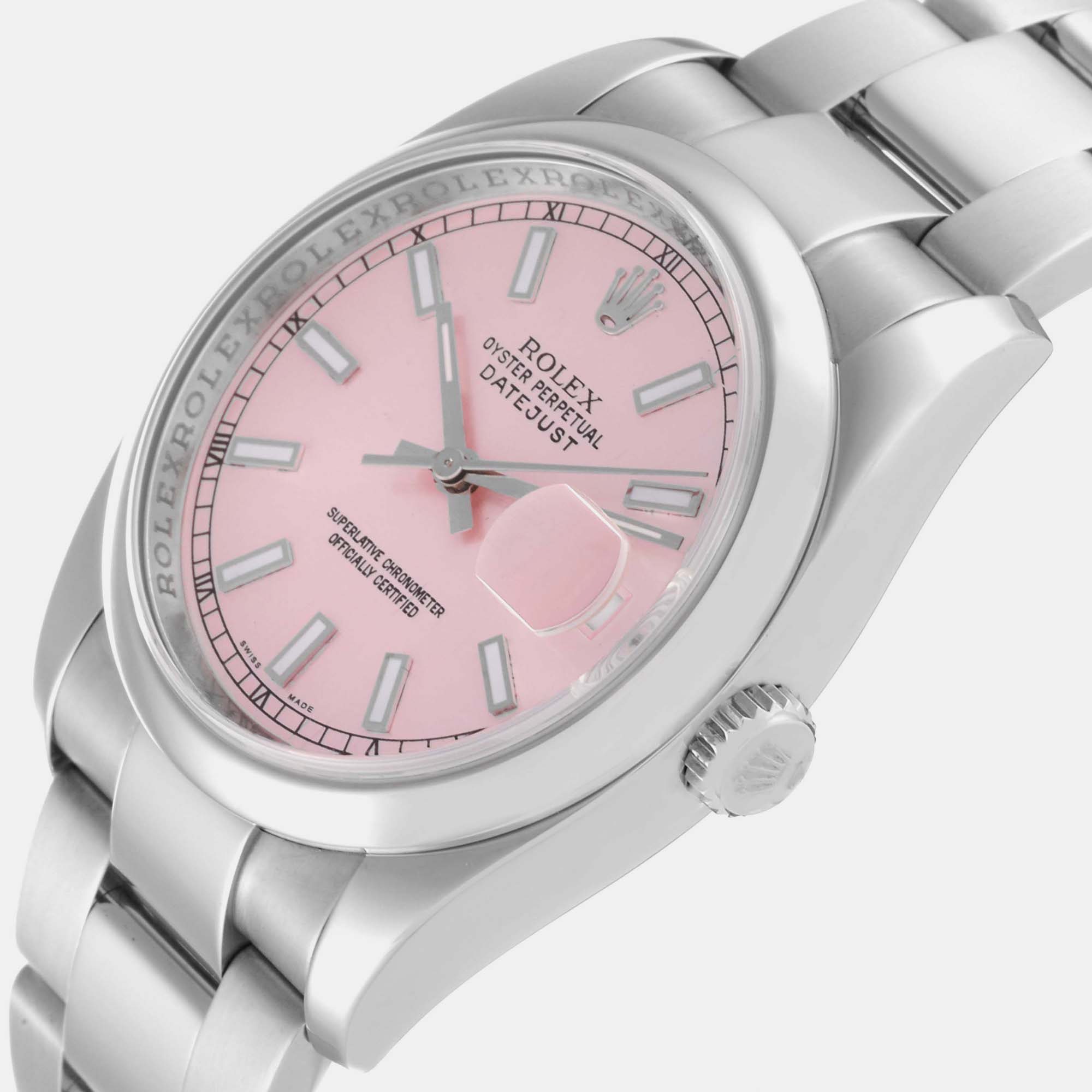 

Rolex Datejust Pink Baton Dial Steel Men's Watch 116200 36 mm