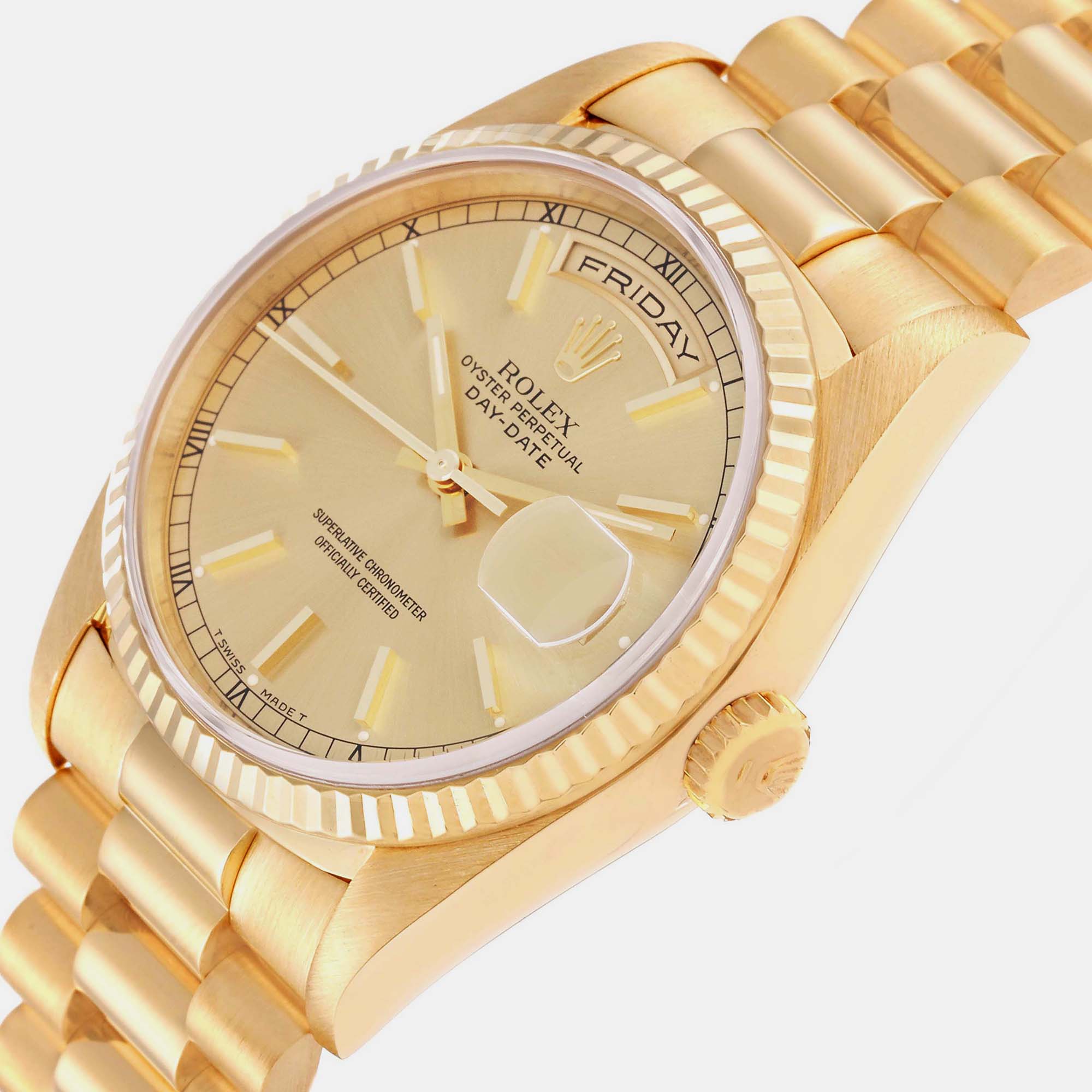 

Rolex President Day-Date Yellow Gold Champagne Men's Watch 18238 36 mm