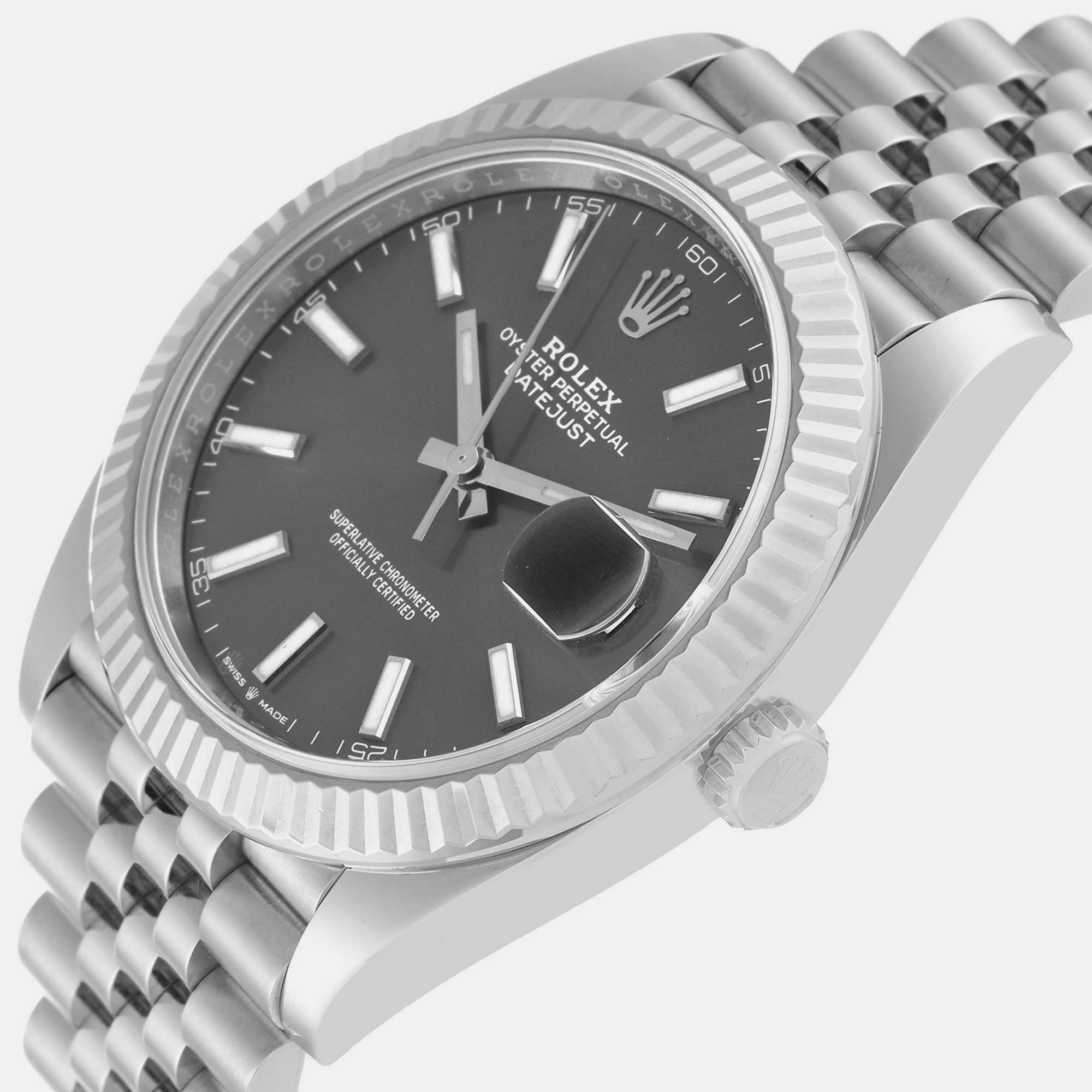

Rolex Datejust Steel White Gold Slate Dial Men's Watch 126334 41 mm, Grey