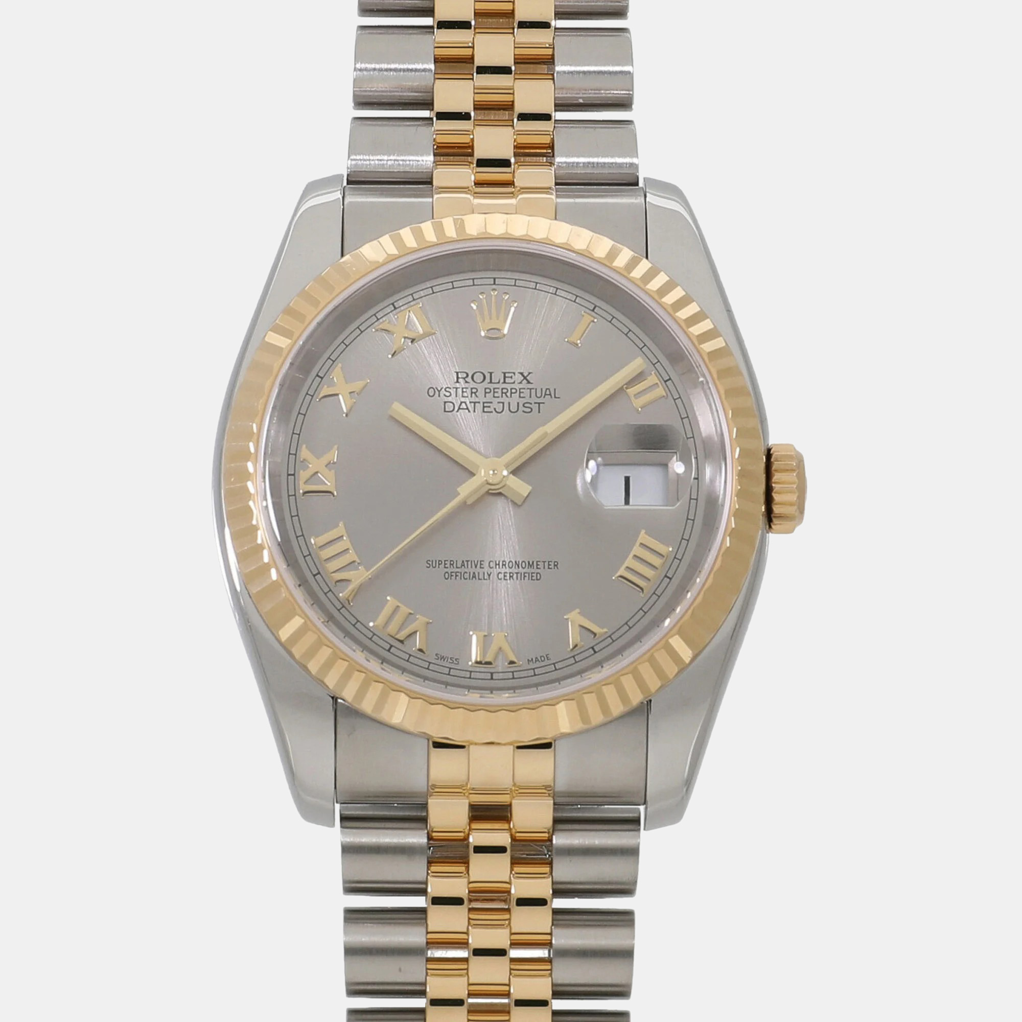 

Rolex Grey 18k Yellow Gold Stainless Steel Datejust 116233 Automatic Men's Wristwatch 36 mm