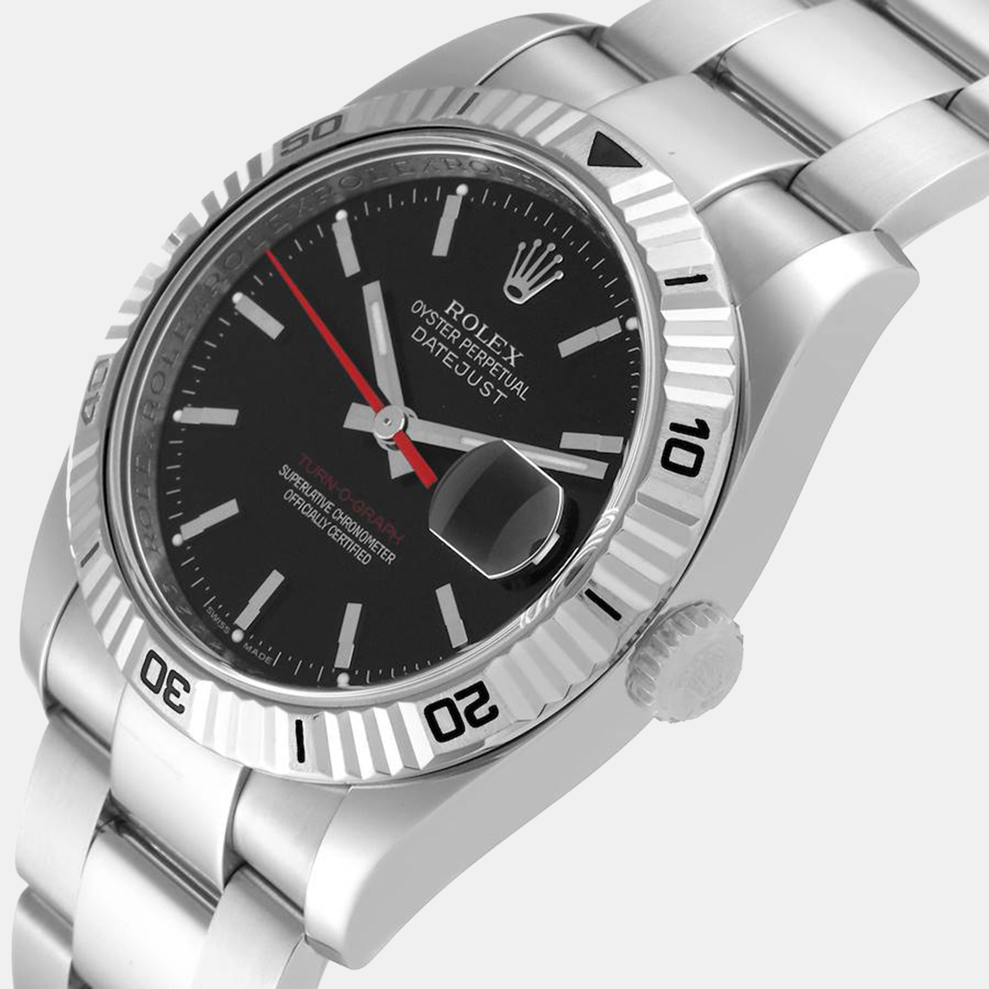 

Rolex Datejust Turnograph Black Dial Steel White Gold Men's Watch 116264 36 mm