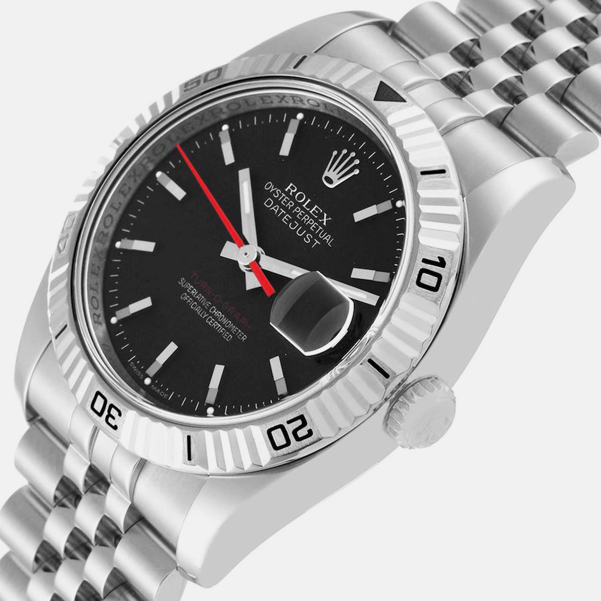 

Rolex Datejust Turnograph Black Dial Steel Men's Watch 116264 36 mm