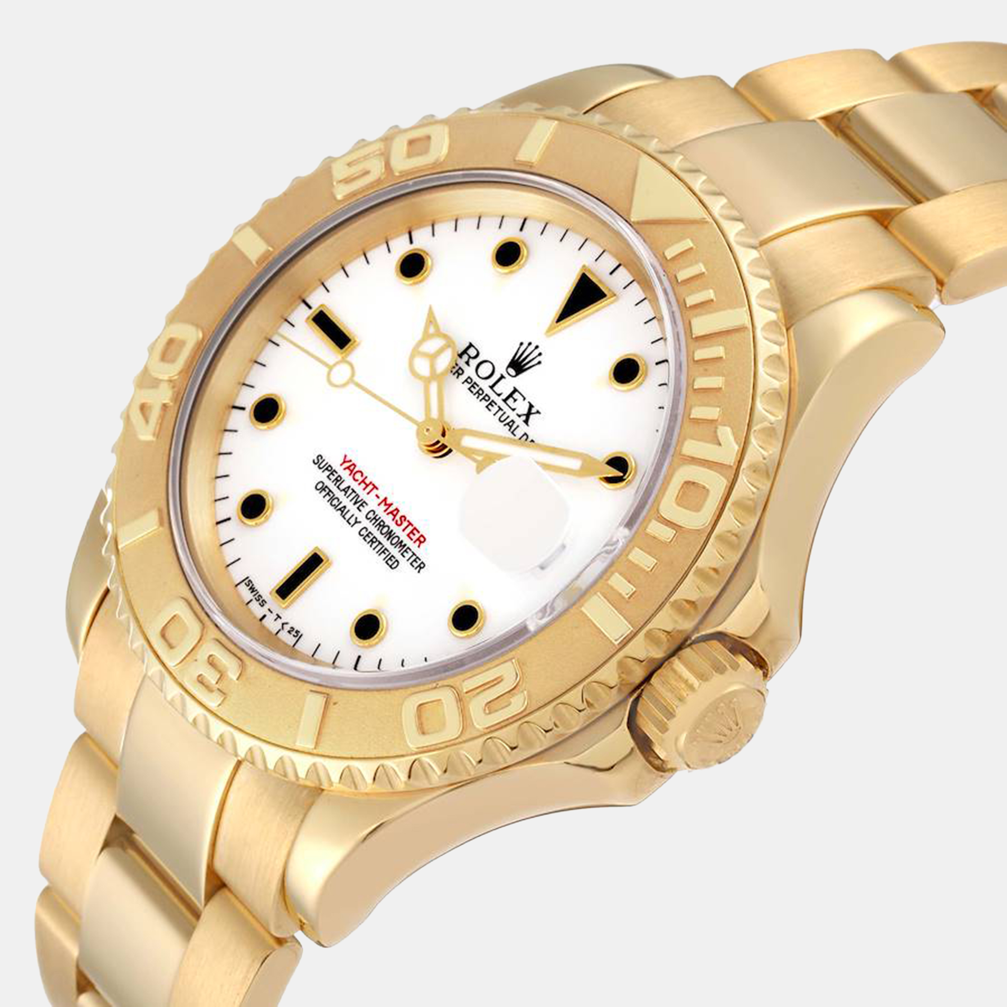 

Rolex Yachtmaster  Yellow Gold White Dial Mens Watch 16628