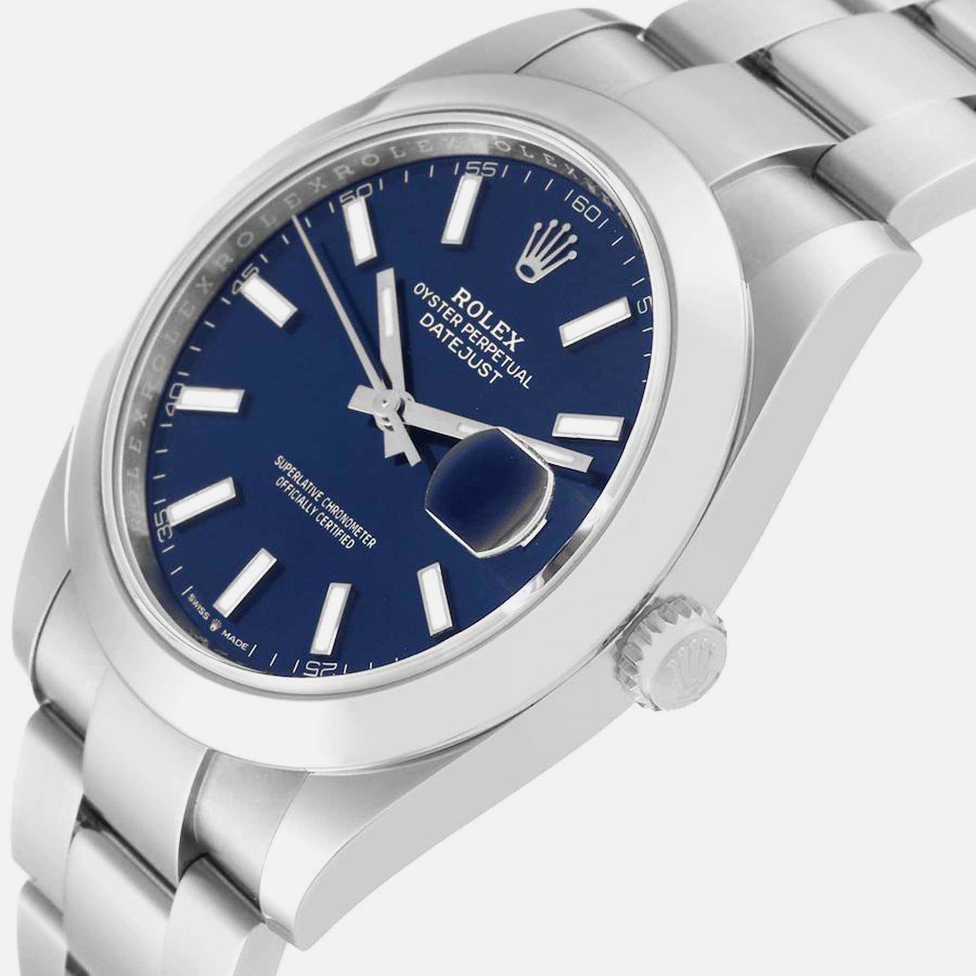 

Rolex Datejust Blue Dial Smooth Bezel Steel Men's Watch 126300 41 mm