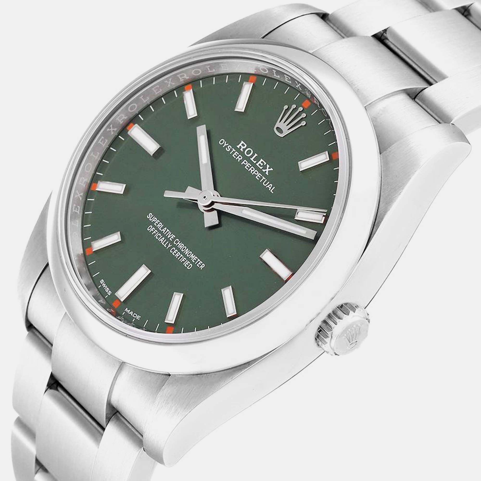 

Rolex Oyster Perpetual Olive Green Dial Steel Men's Watch 114200 34 mm