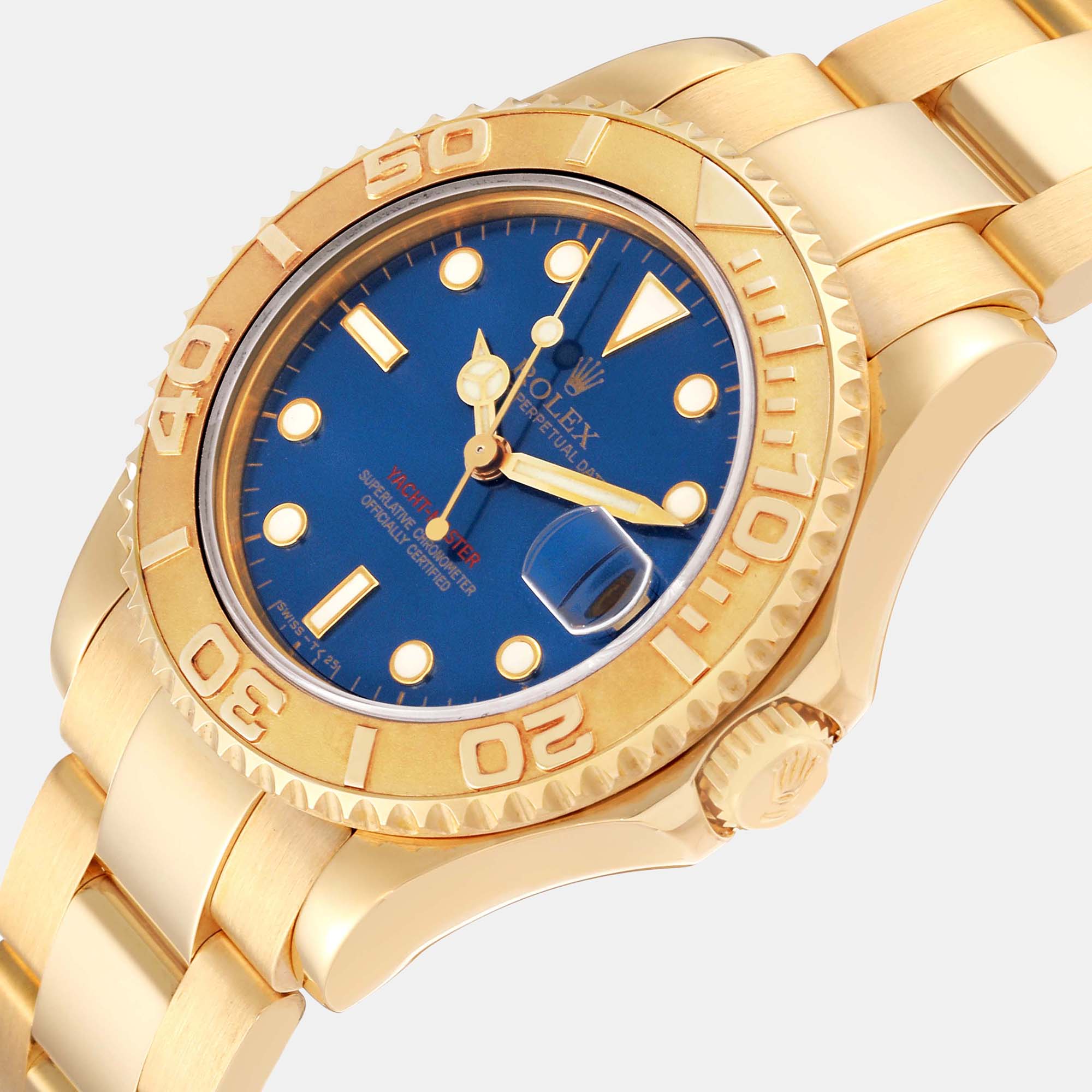 

Rolex Yachtmaster Midsize Yellow Gold Blue Dial Men's Watch 68628 35 mm