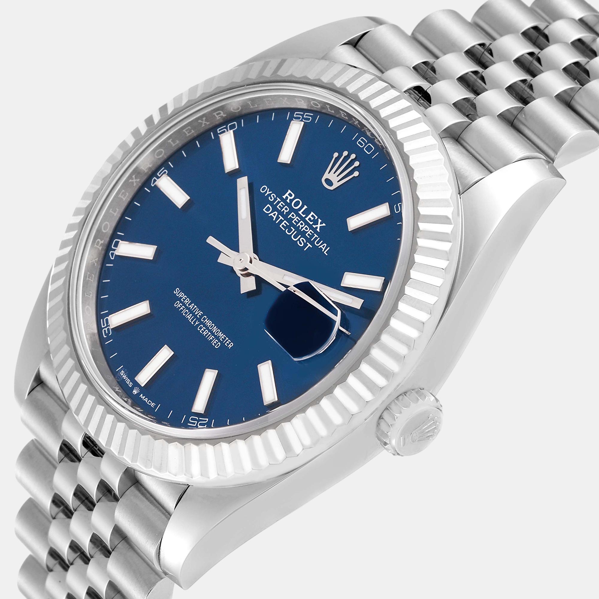 

Rolex Datejust 41 Steel White Gold Blue Dial Mens Watch 126334