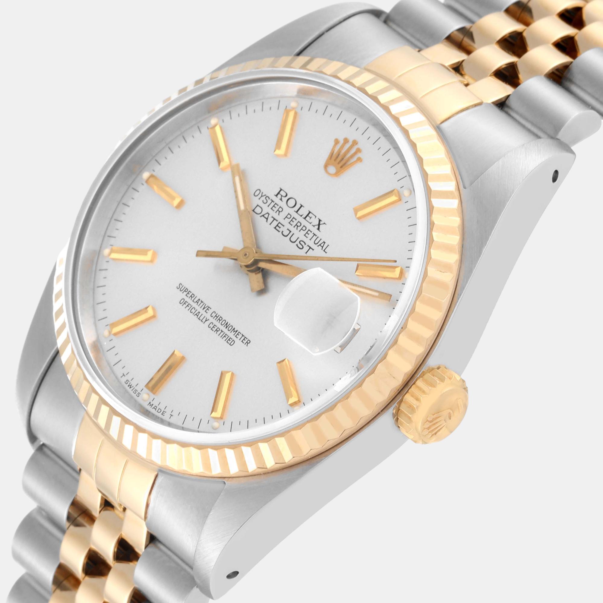 

Rolex Datejust 36 Steel Yellow Gold Silver Dial Mens Watch 16233