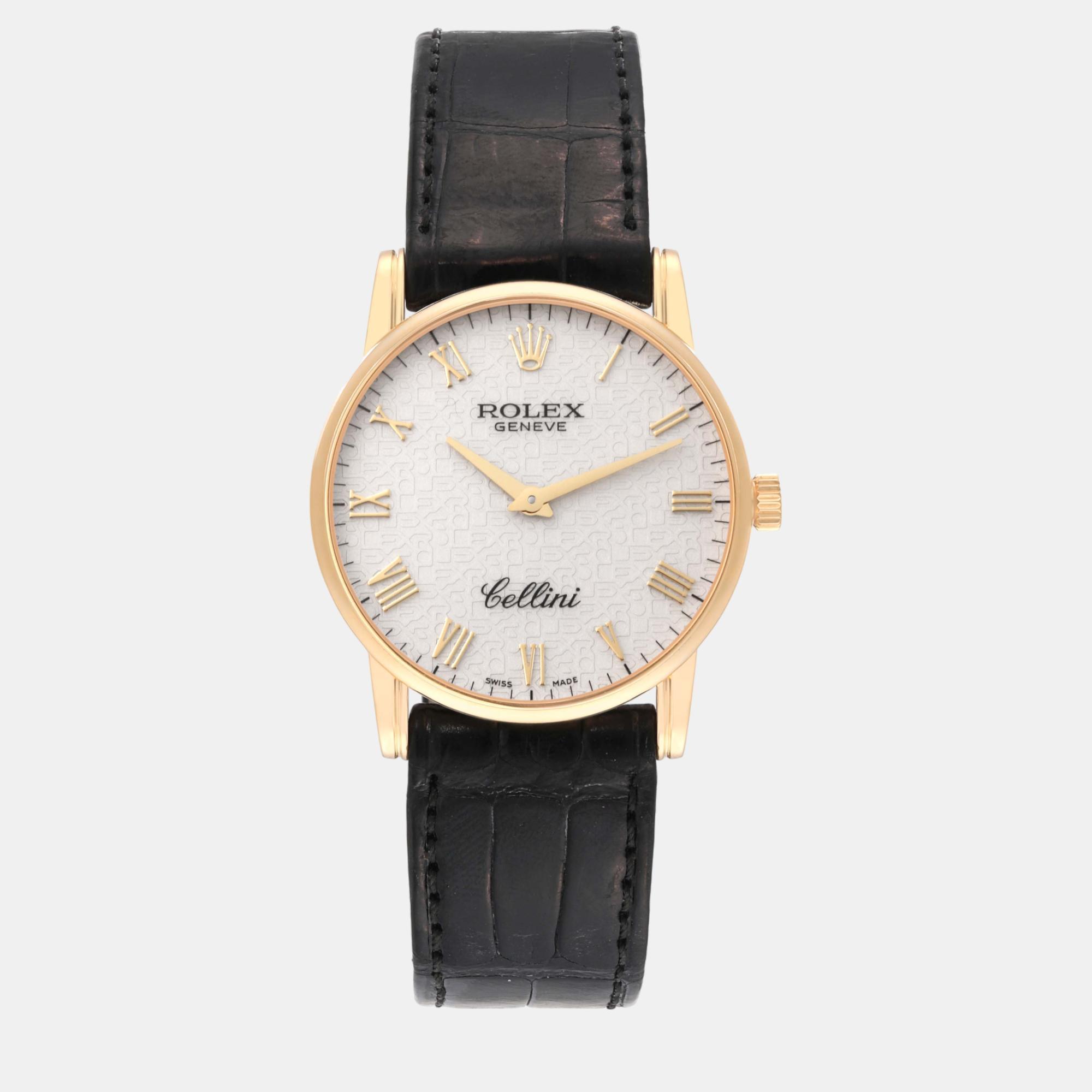 

Rolex Cellini Classic Yellow Gold Anniversary Dial Mens Watch 5116, White