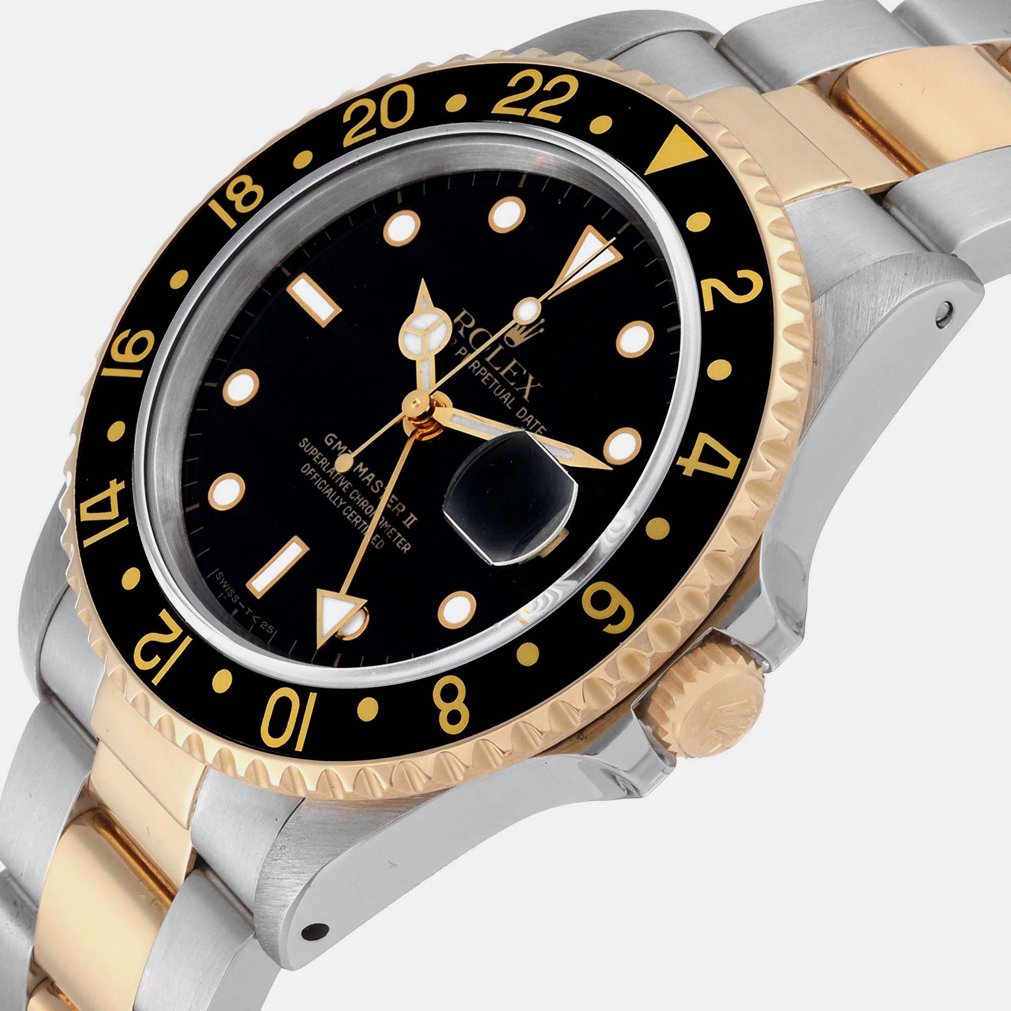 

Rolex GMT Master II Black Dial Yellow Gold Steel Men's Watch 16713 40 mm