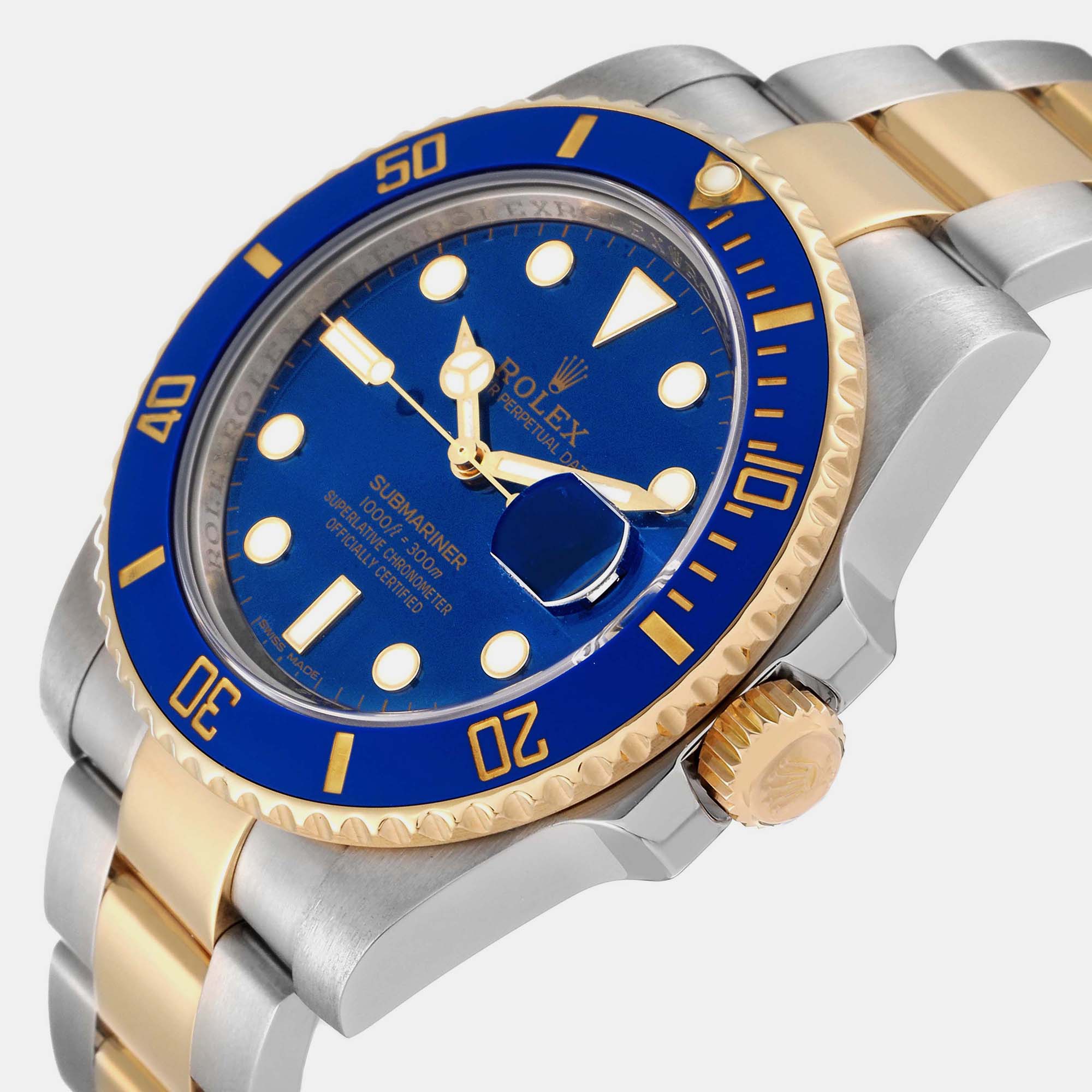 

Rolex Submariner Steel Yellow Gold Blue Diamond Dial Men's Watch 116613 40 mm