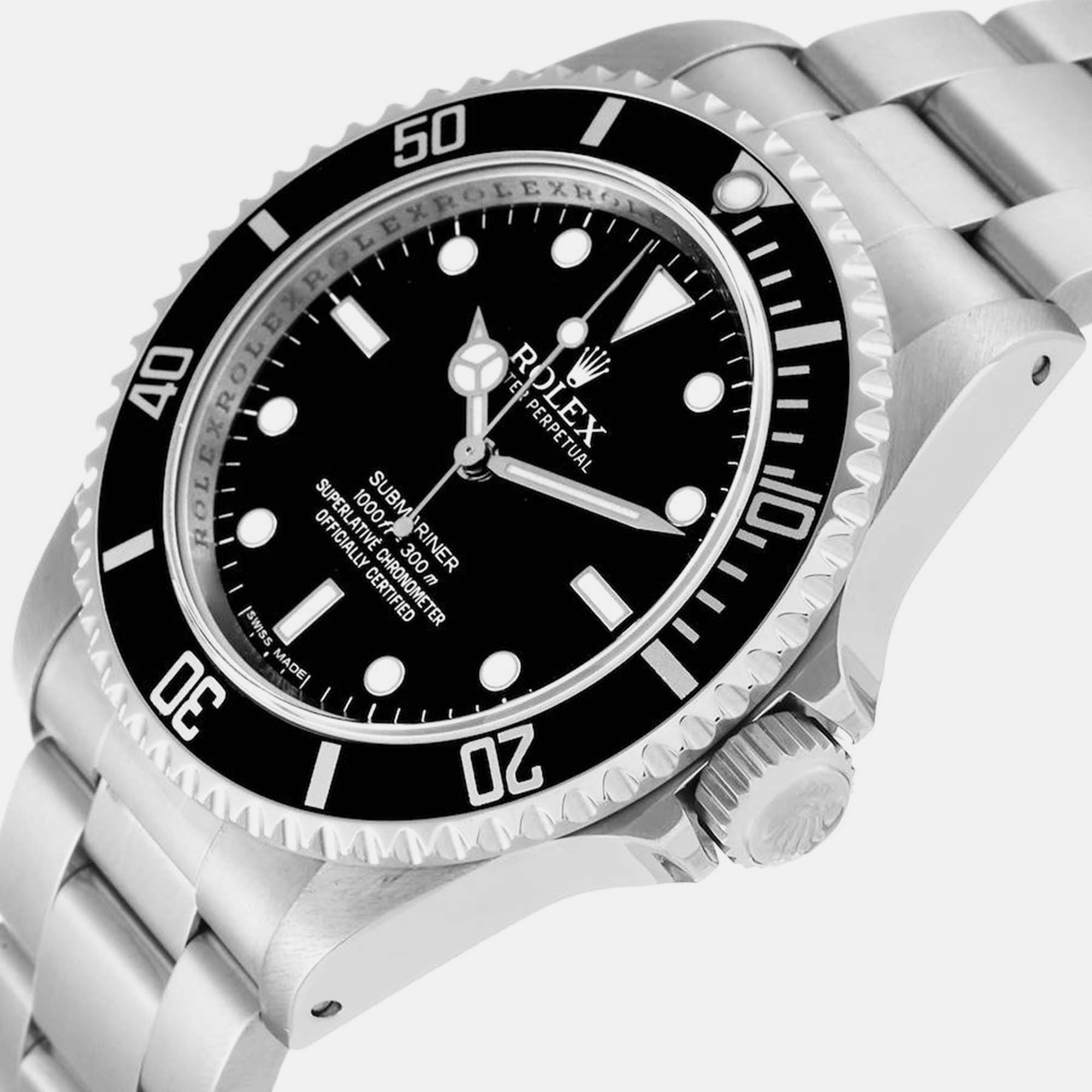 

Rolex Submariner No Date  4 Liner Steel Mens Watch 14060, Black