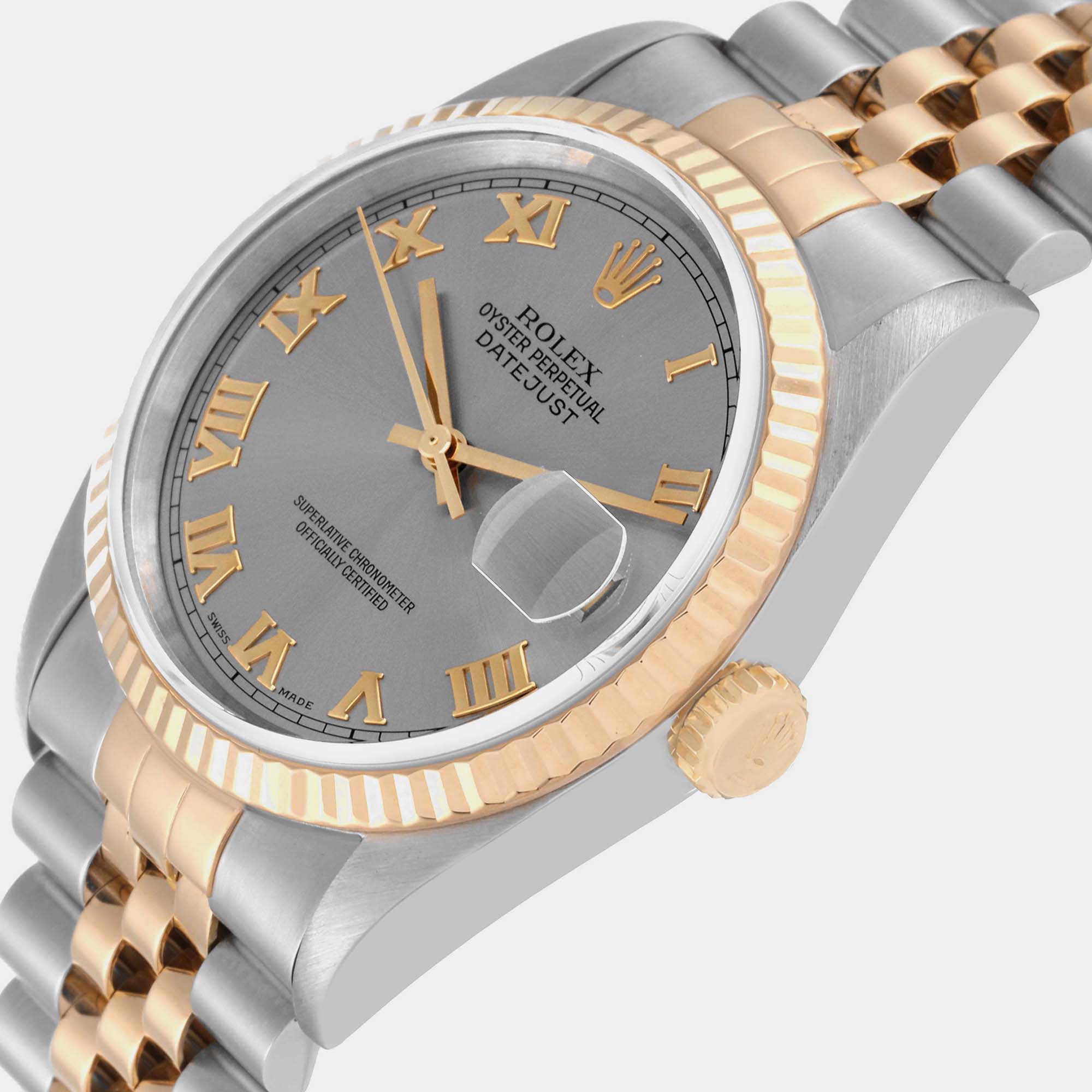 

Rolex Datejust Slate Dial Steel Yellow Gold Mens Watch 16233, Green
