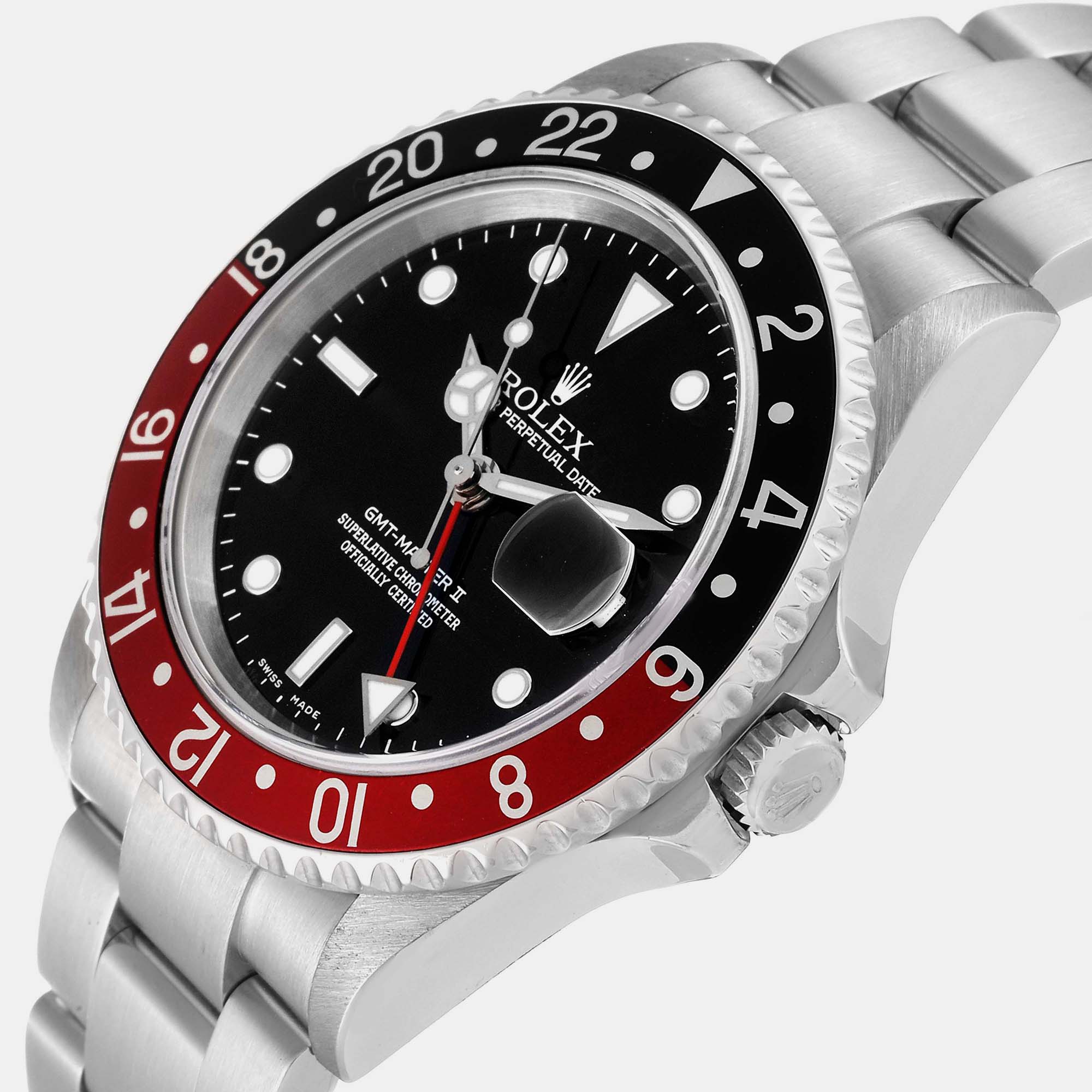 

Rolex GMT Master II Black Red Coke Bezel Steel Mens Watch 16710