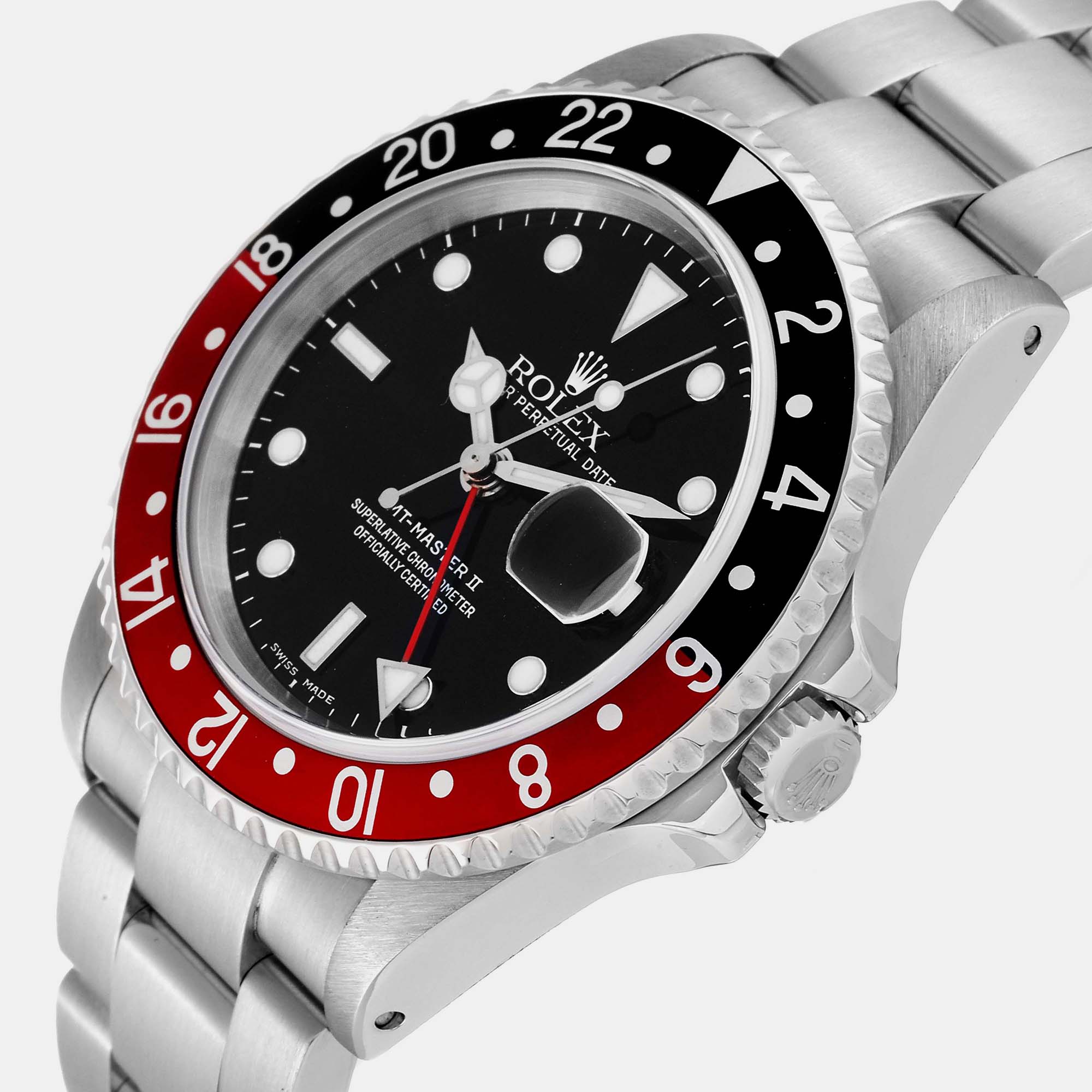 

Rolex GMT Master II Black Red Coke Bezel Steel Men's Watch 16710 40 mm