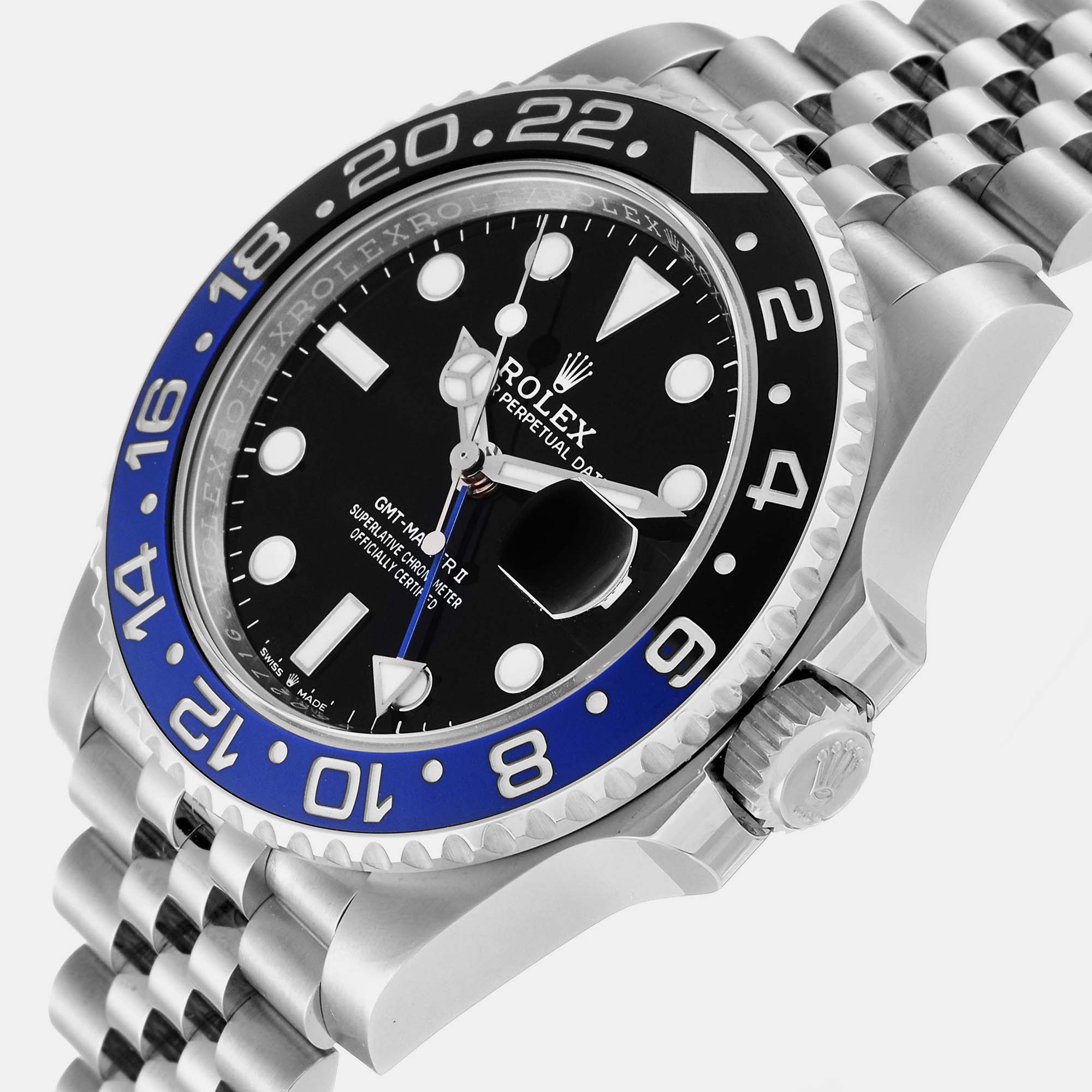 

Rolex GMT Master II Batgirl Black Blue Bezel Steel Men's Watch 126710 40 mm