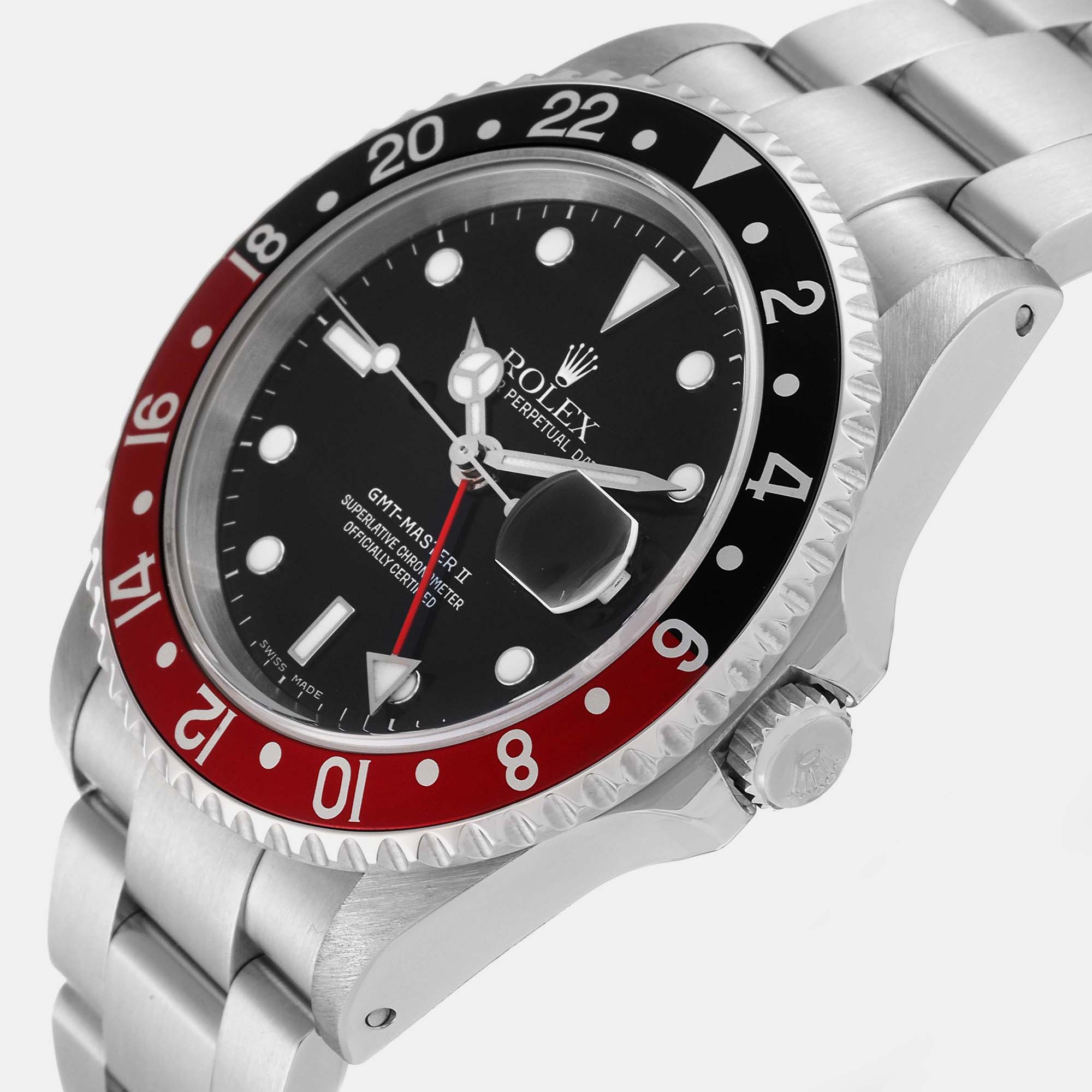 

Rolex GMT Master II Black Red Coke Bezel Steel Men's Watch 16710 40 mm