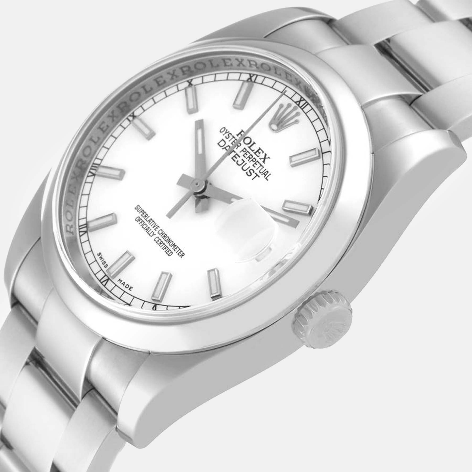 

Rolex Datejust White Dial Oyster Bracelet Steel Men's Watch 116200 36 mm