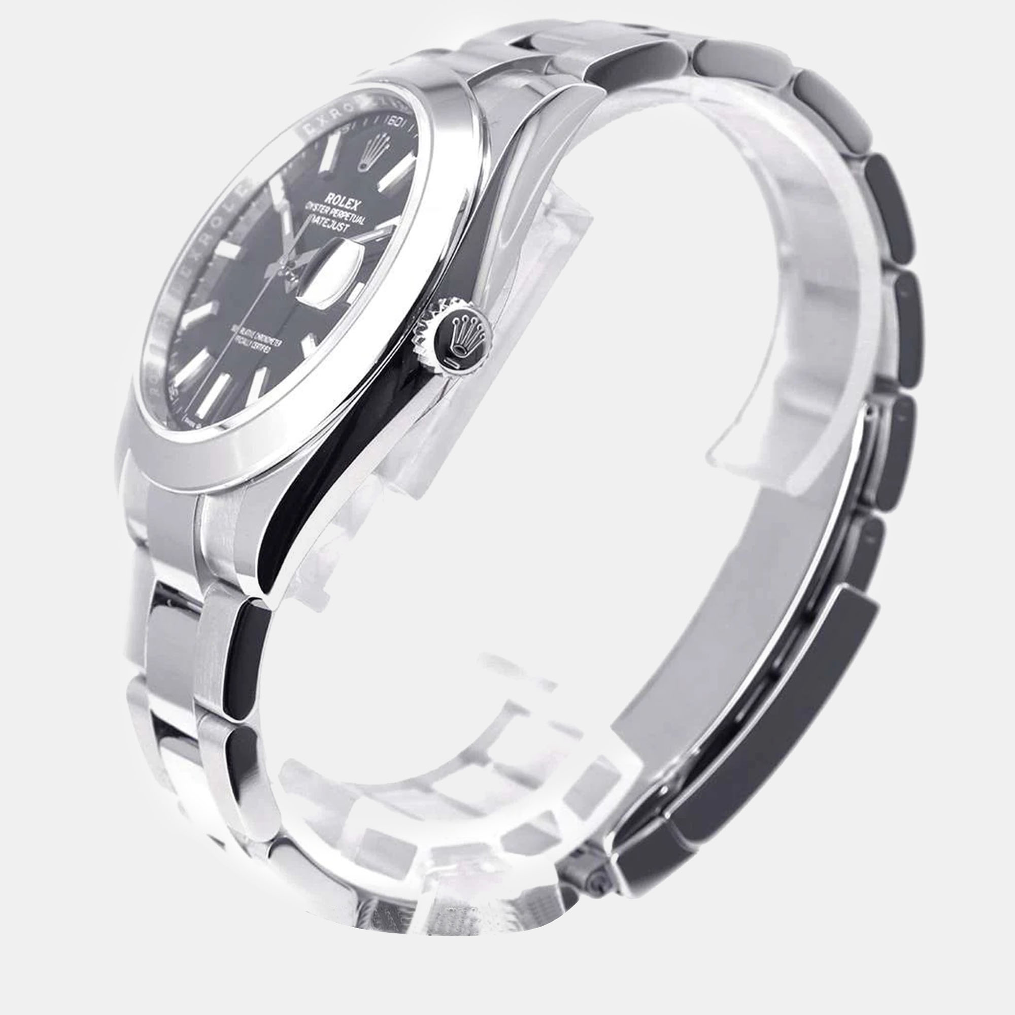 

Rolex Black Stainless Steel Datejust 126300 Automatic Men's Wristwatch 41 mm