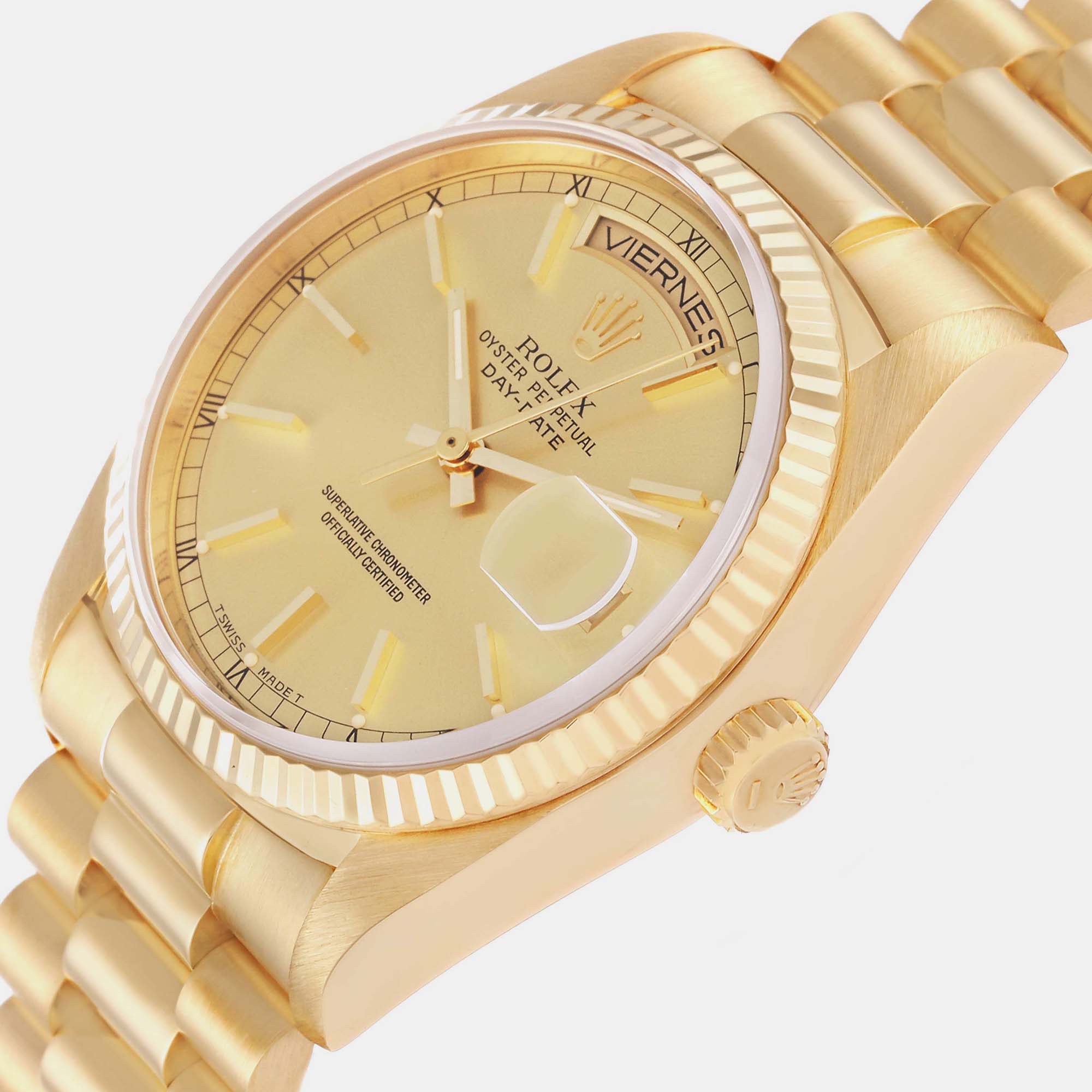 

Rolex President Day-Date Yellow Gold Champagne Dial Men's Watch 18038 36 mm