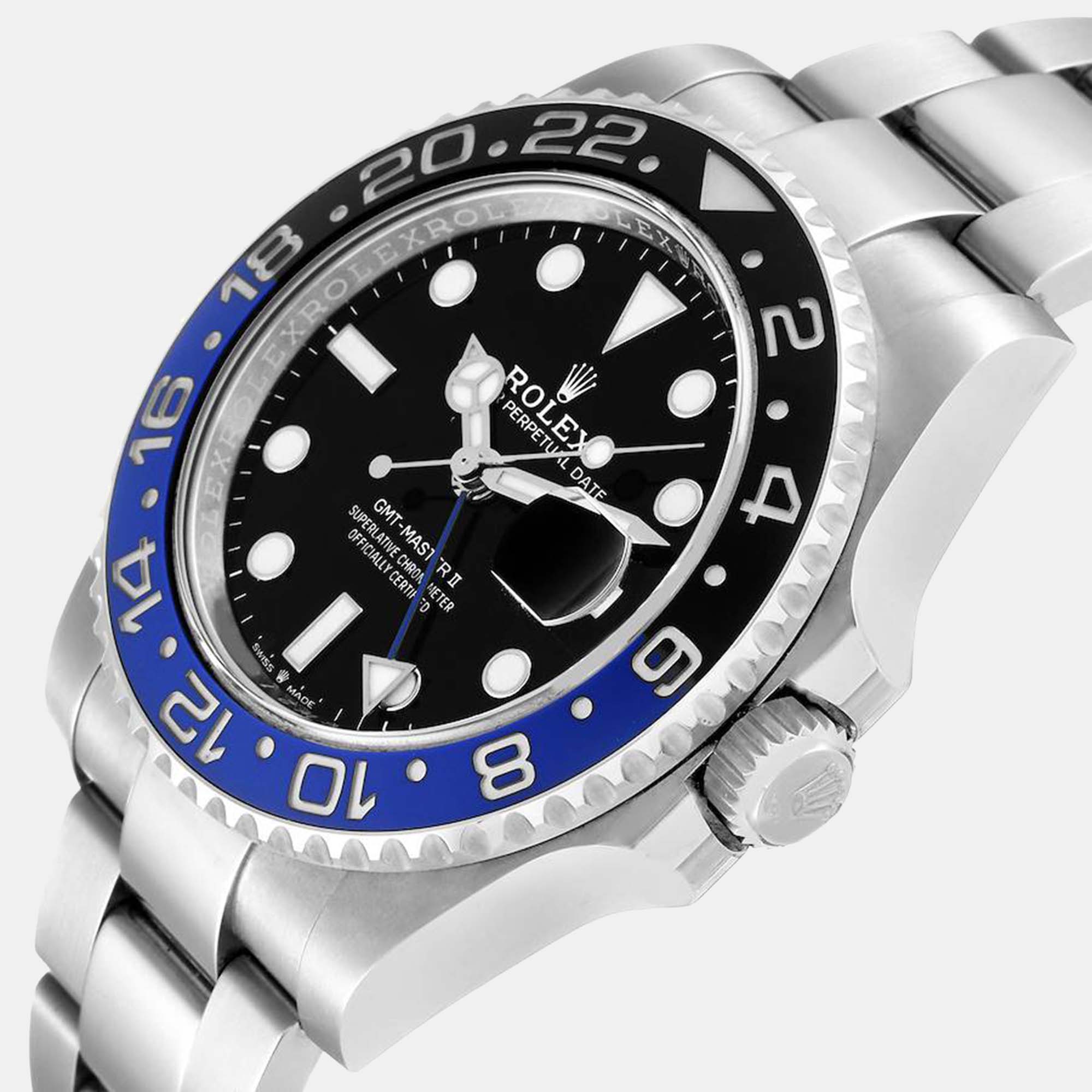 

Rolex GMT Master II Black Blue Batman Bezel Steel Men's Watch 126710 40 mm