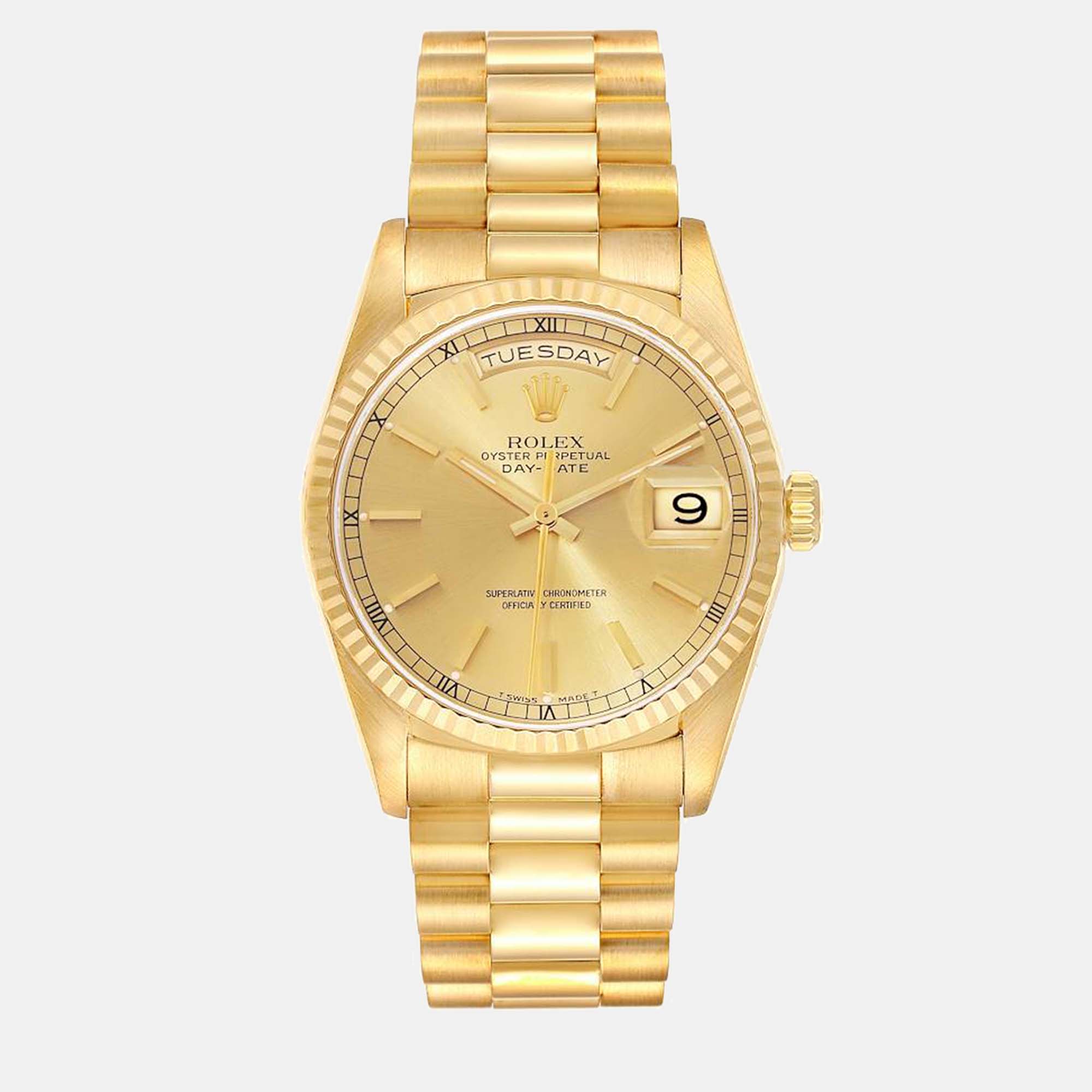 

Rolex President Day-Date Yellow Gold Champagne Dial Mens Watch 18238