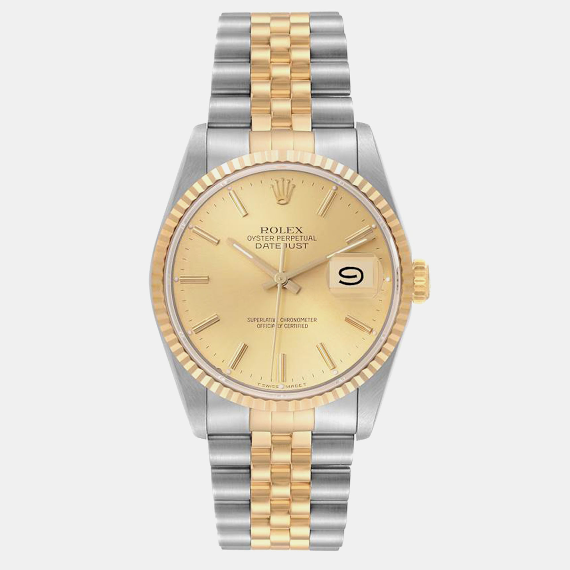 

Rolex Datejust 36 Steel Yellow Gold Champagne Dial Mens Watch 16233