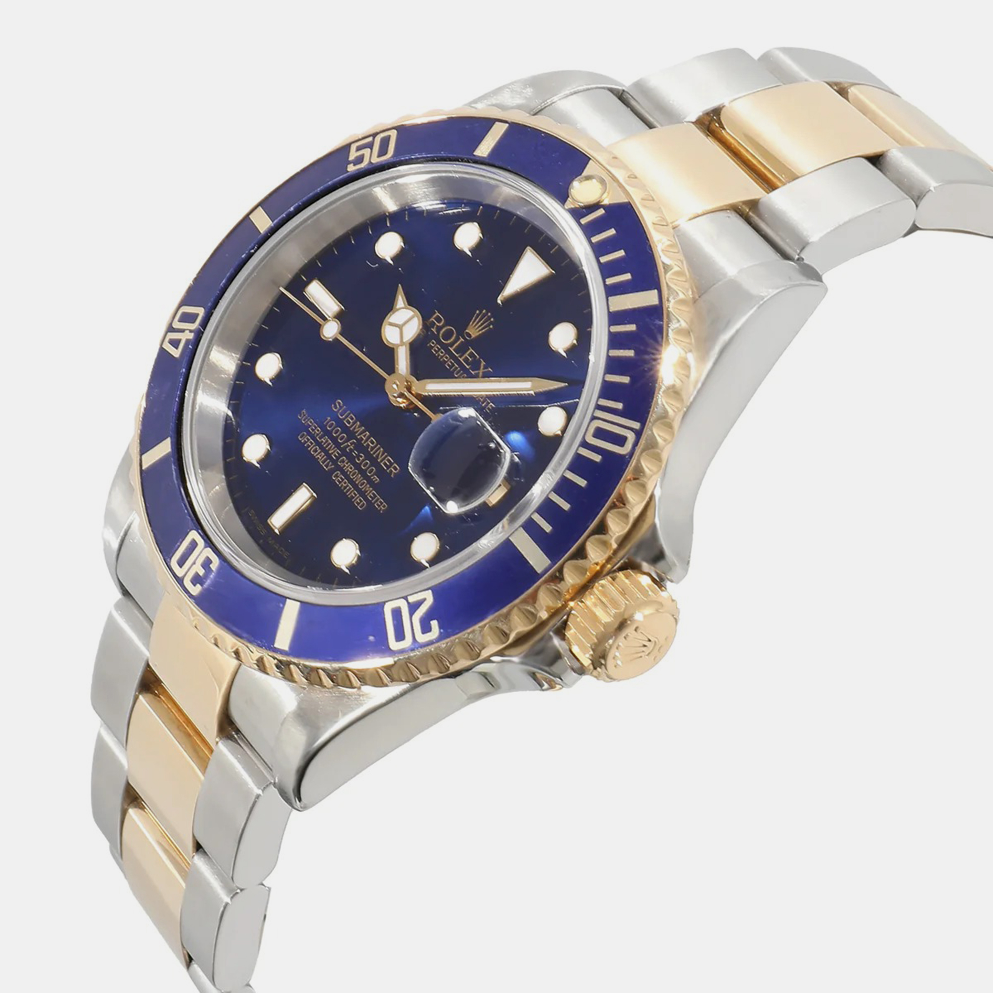 

Rolex Blue 18k Yellow Gold Stainless Steel 16613 Submariner Automatic Men's Wristwatch 40 mm