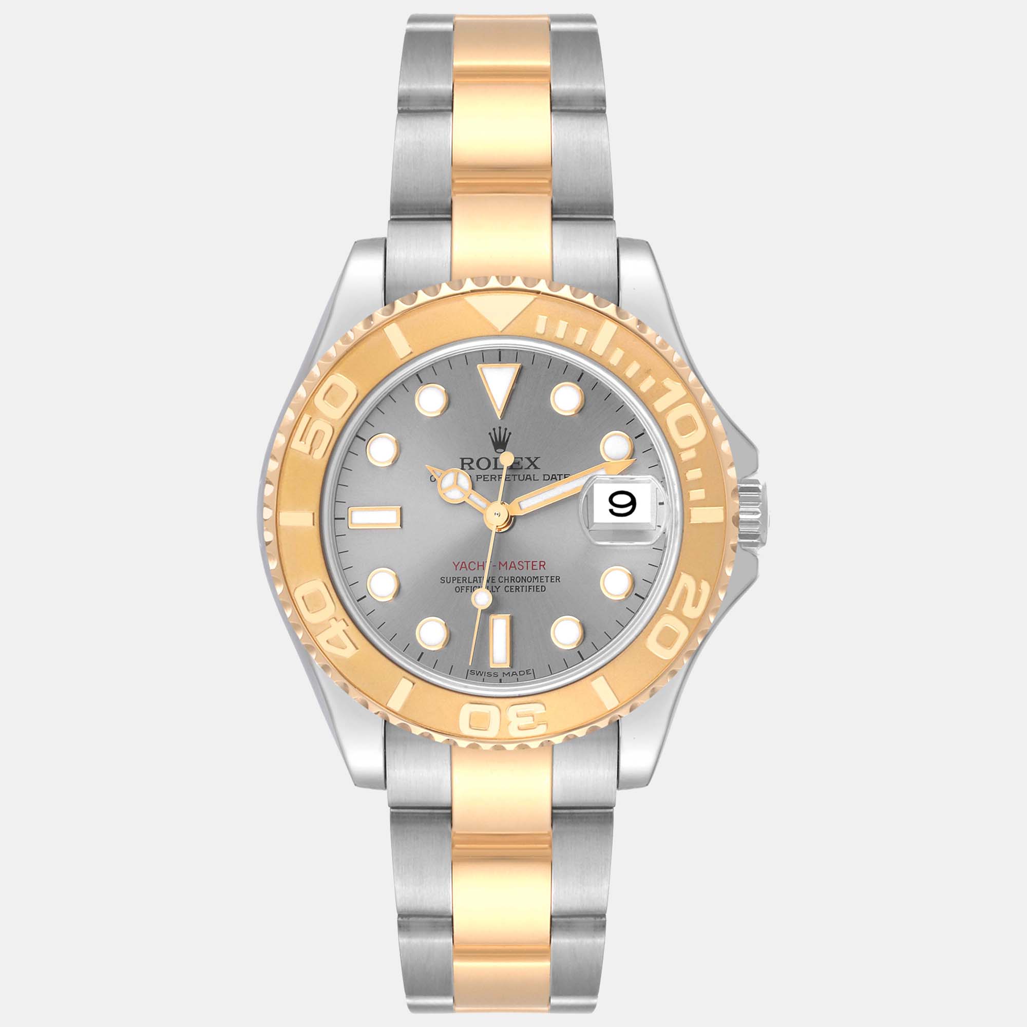 

Rolex Yachtmaster Midsize Steel Yellow Gold Men's Watch 168623 35 mm, Grey