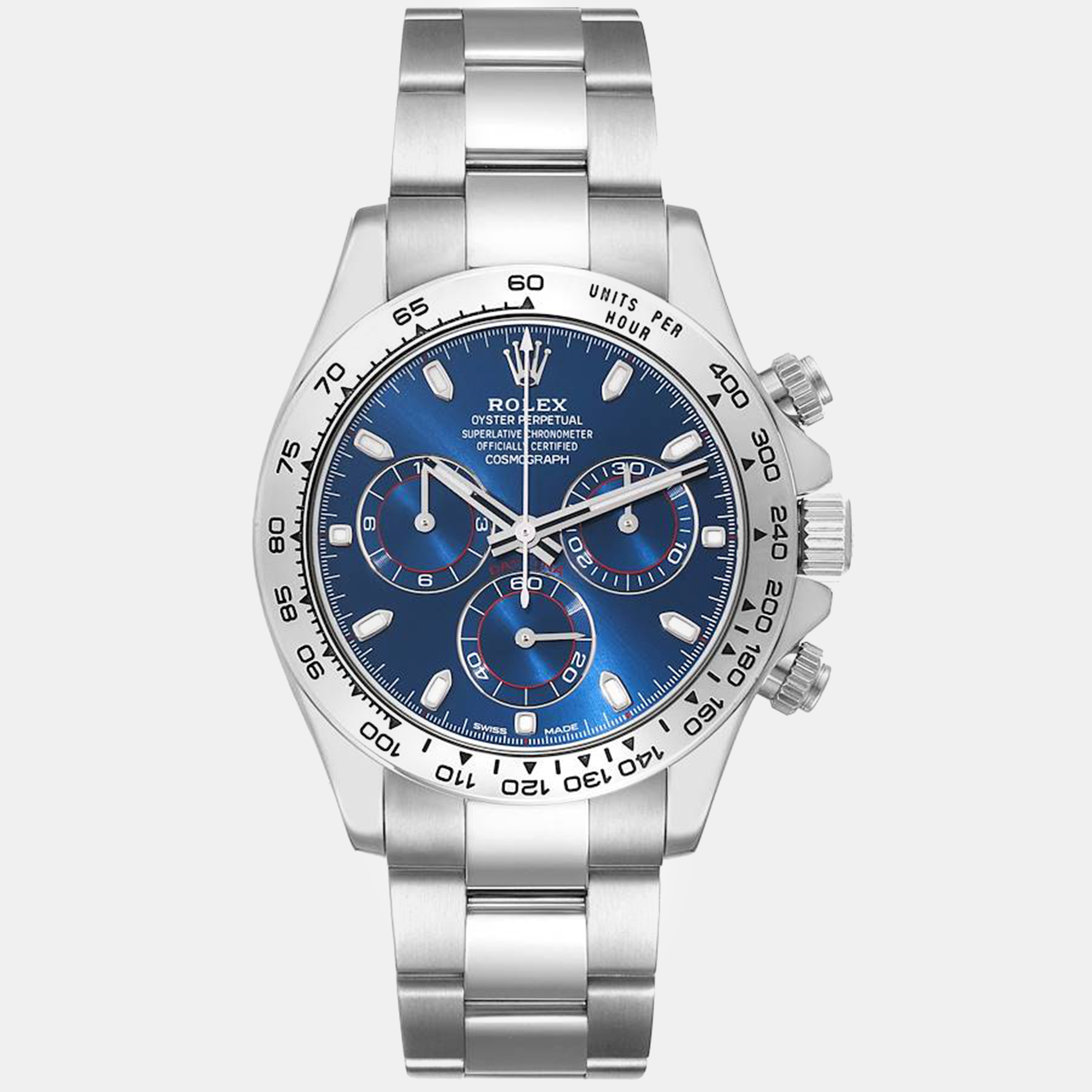 Pre-owned Rolex Daytona Blue Dial White Gold Chronograph Men's Watch 116509 40 Mm