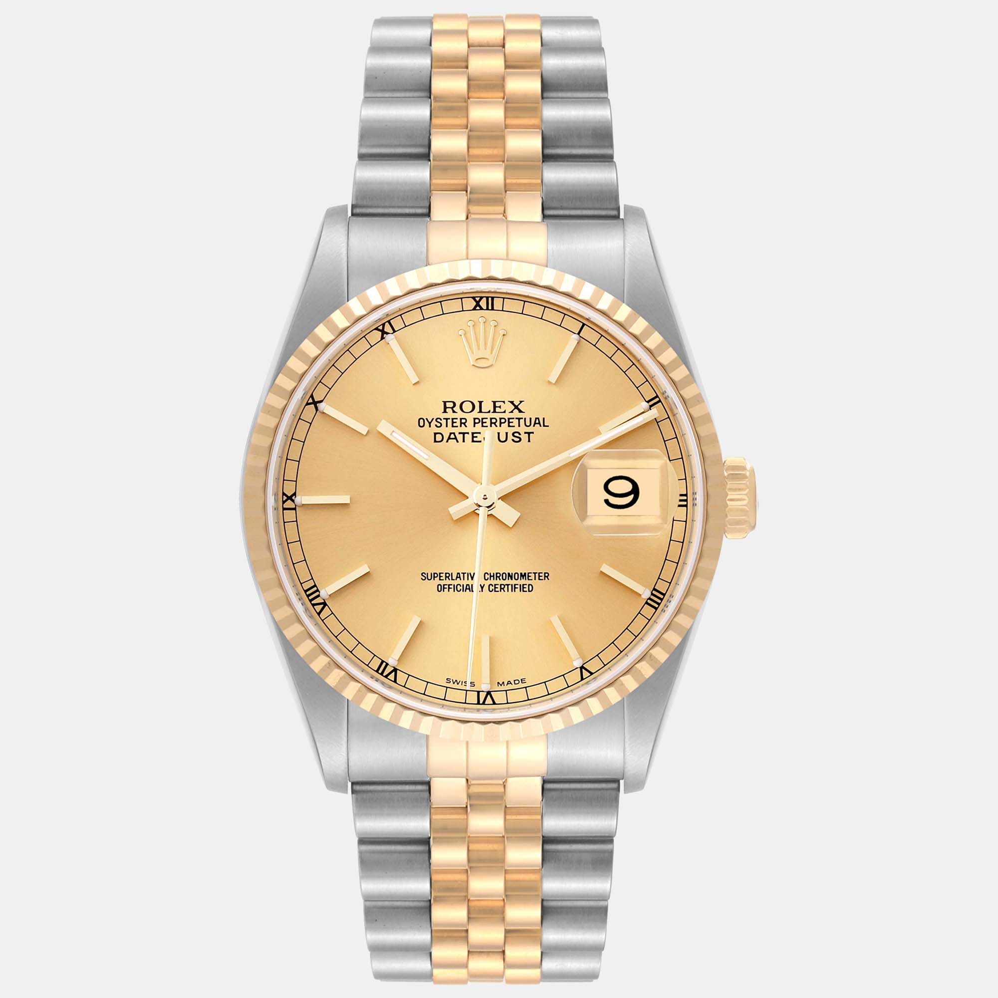 

Rolex Datejust 36 Steel Yellow Gold Champagne Dial Mens Watch 16233