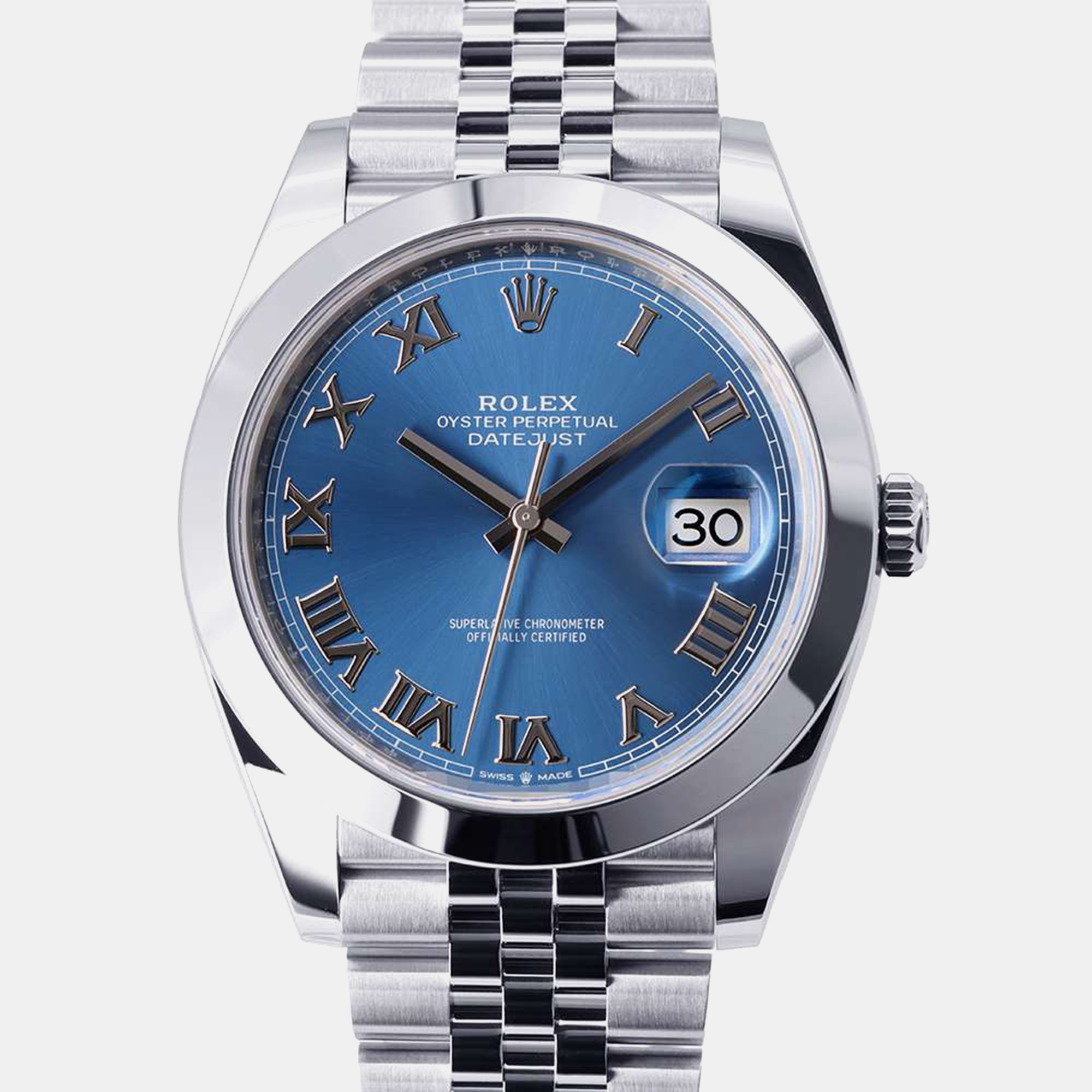 

Rolex Blue Stainless Steel Datejust 126300 Automatic Men's Wristwatch 41 mm