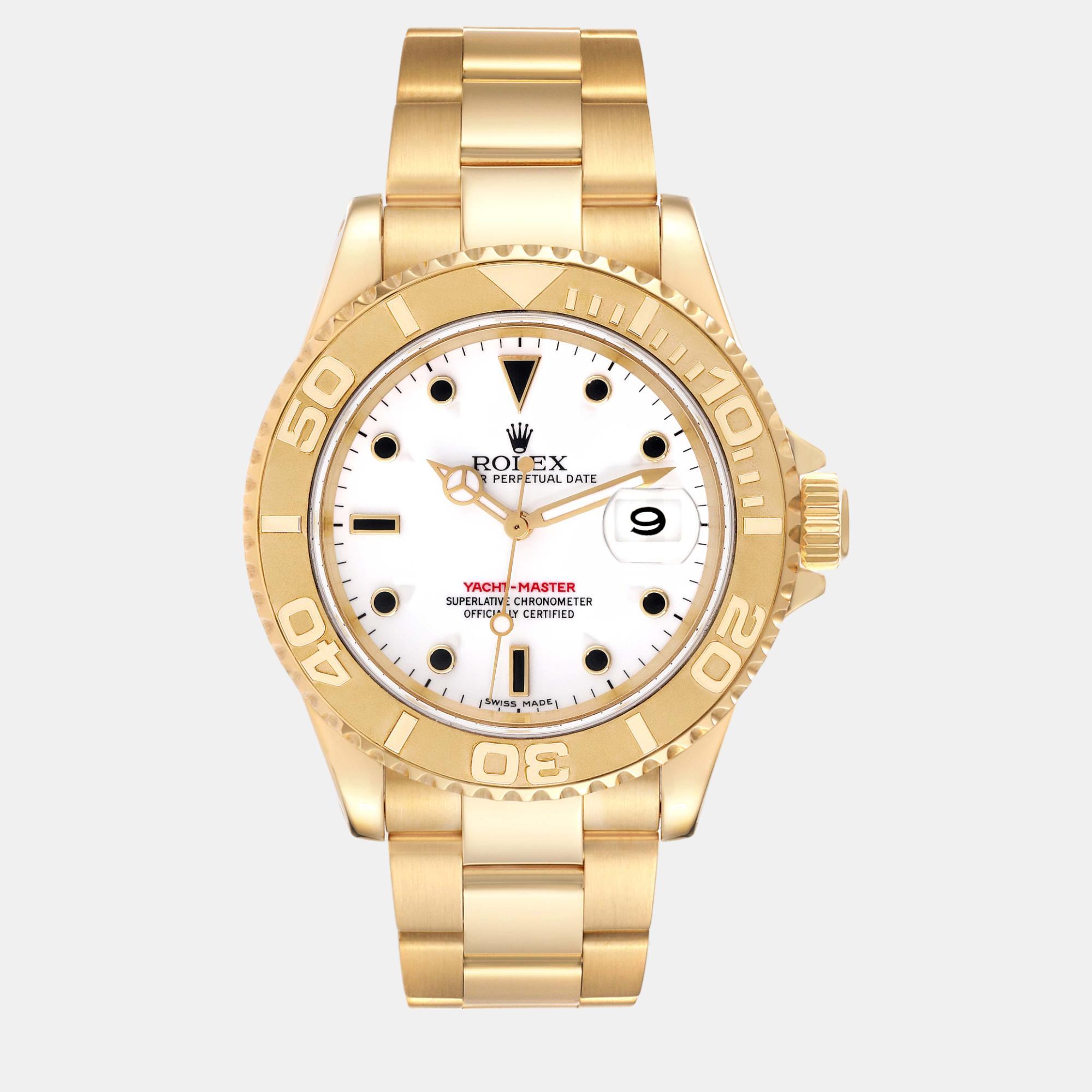 

Rolex Yachtmaster  Yellow Gold White Dial Mens Watch 16628