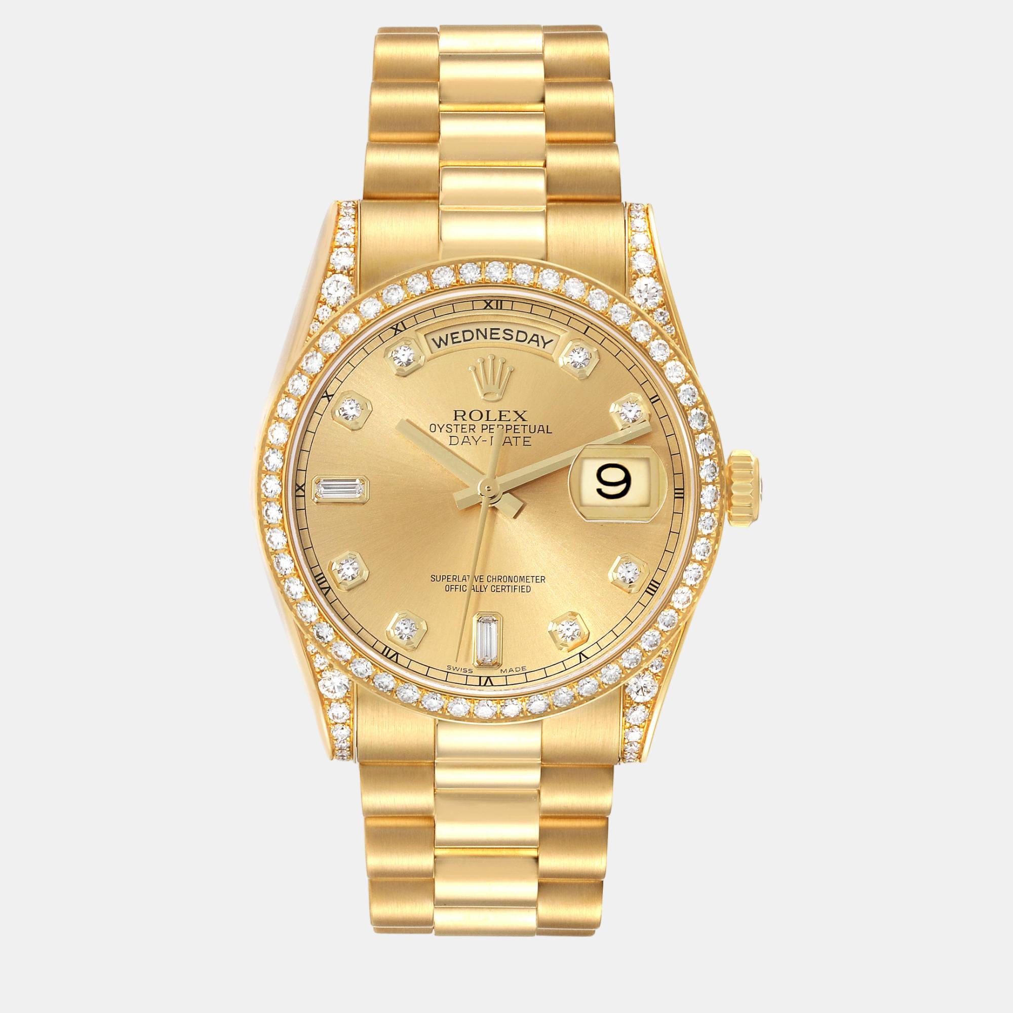 

Rolex President Day-Date Yellow Gold Diamond Men's Watch 118388 36 mm