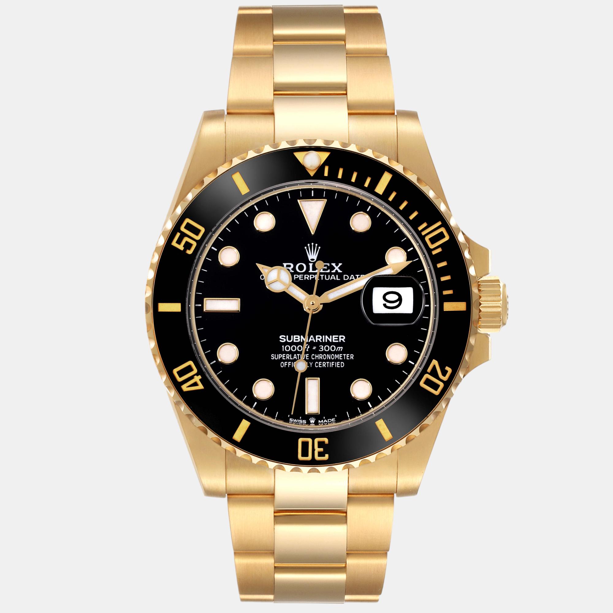 

Rolex Submariner Yellow Gold Black Dial Bezel Men's Watch 126618 41 mm