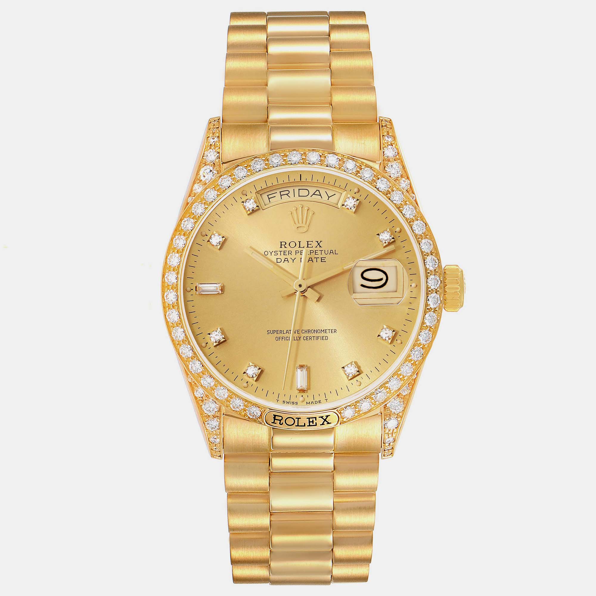 

Rolex President Day-Date Yellow Gold Diamond Men's Watch