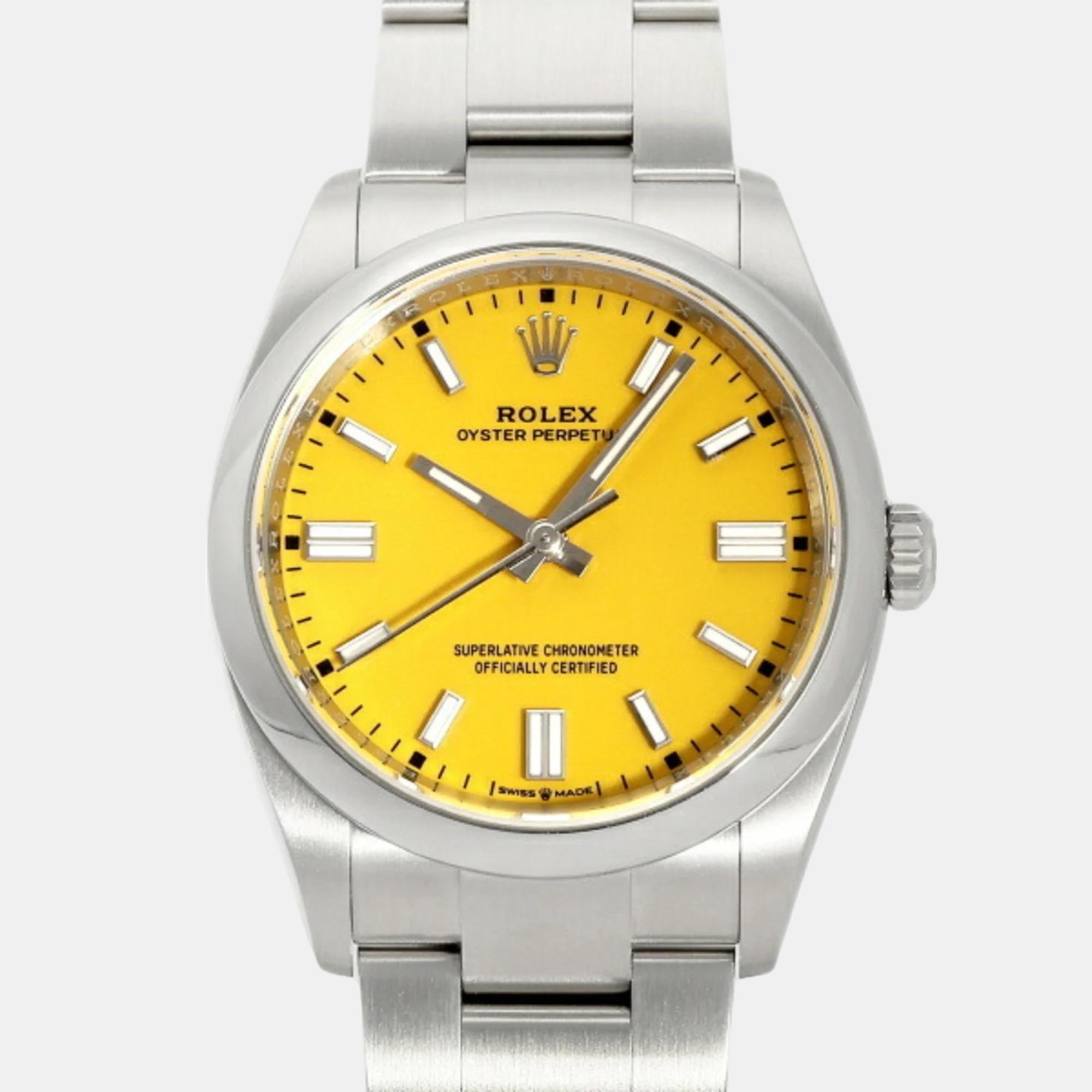 Pre-owned Rolex Yellow Stainless Steel Oyster Perpetual 126000 Men's Watch 36mm