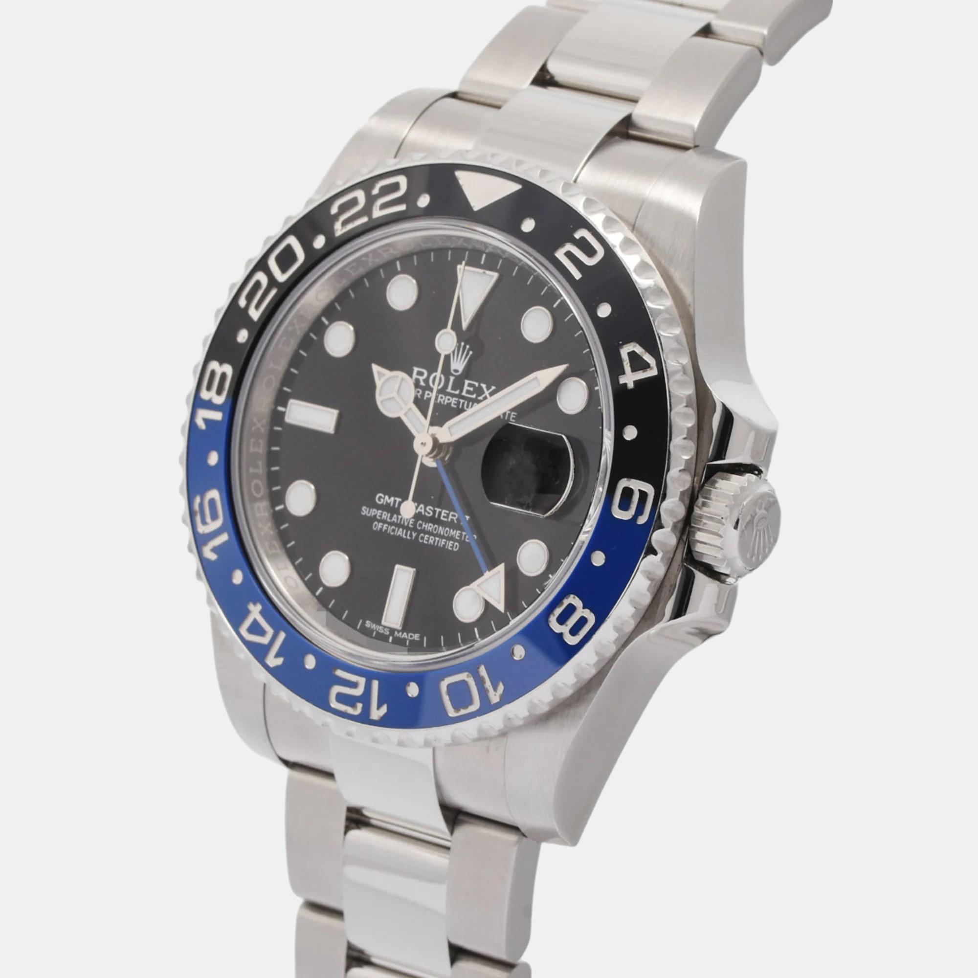 

Rolex Black Stainless Steel Gmt Master 2 116710Blnr Men's Watch